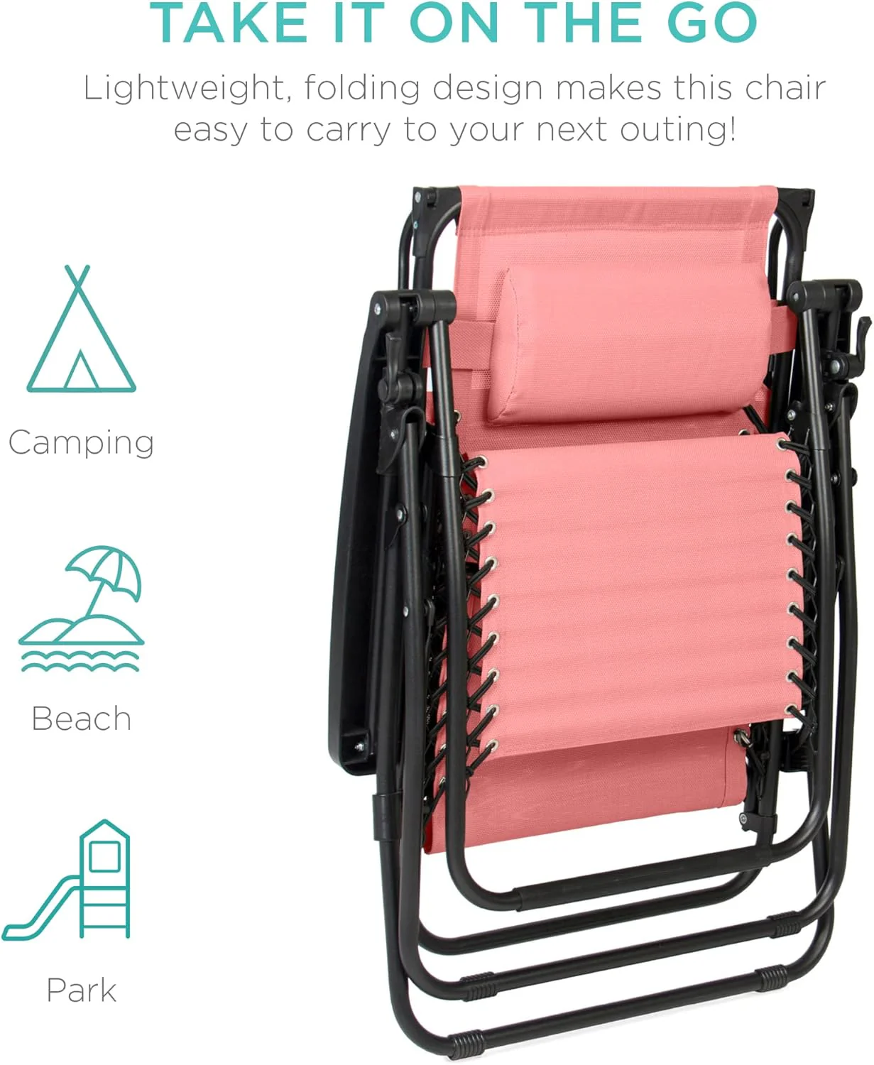 Bedste valg – Zero Gravity-lænestol til terrassen. Justerbar og foldbar udendørsstol med baldakin, nakkepude og sidebakke. Textilene – Påfugleblå