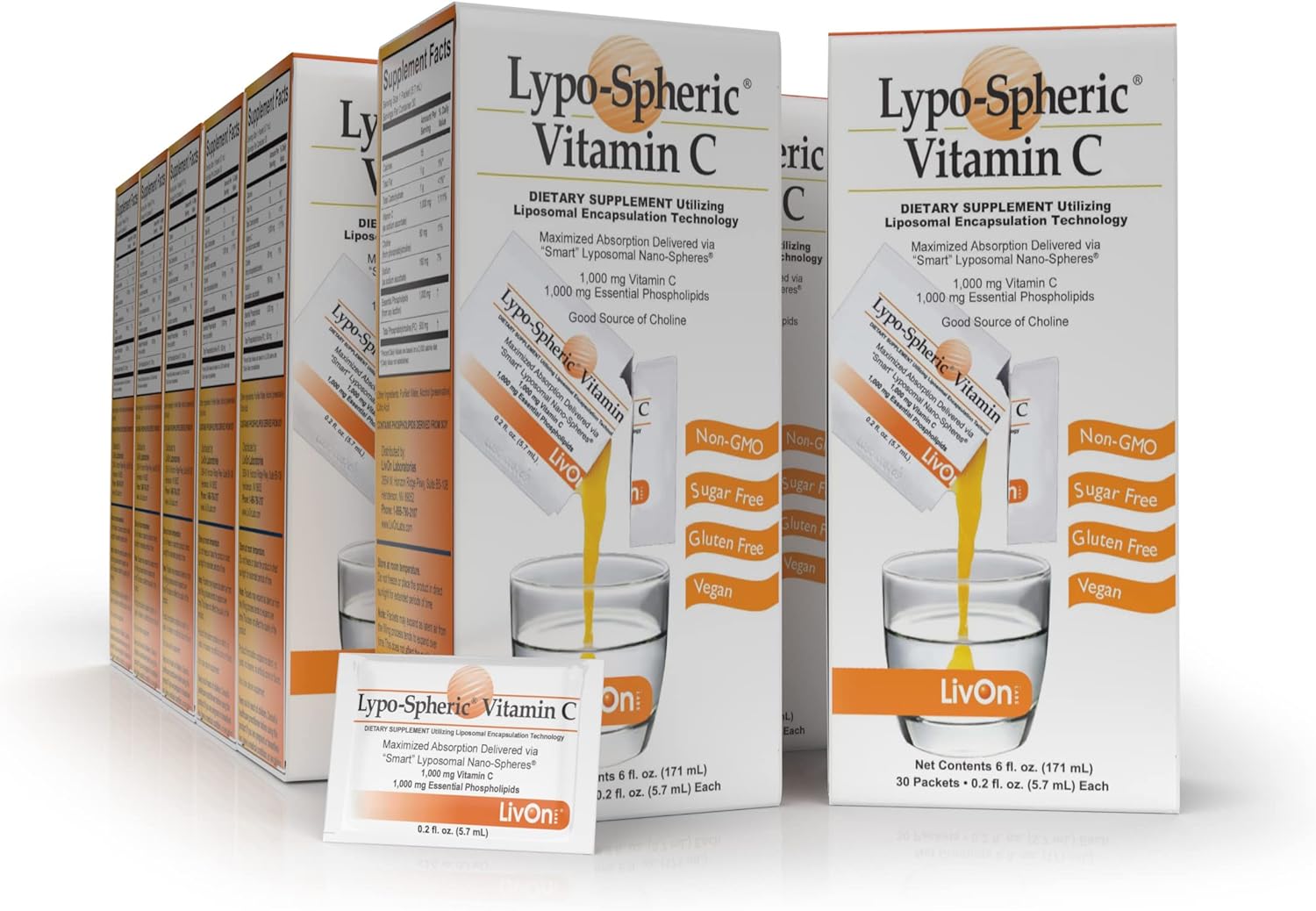 LivOn Laboratories Lypo-Spheric Vitamin C – 12 Schachteln (360 Beutel)
