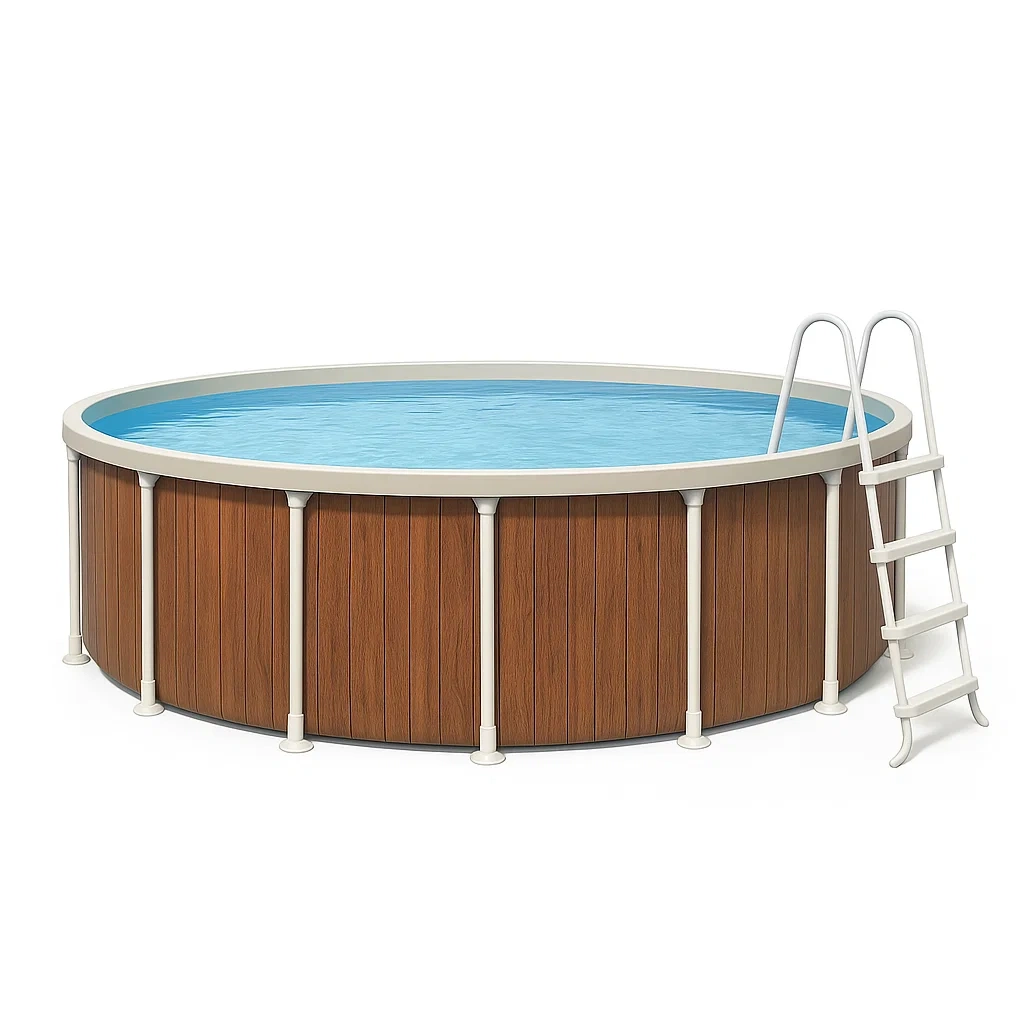 Piscine hors-sol tubulaire ronde 298 x 96 cm, couleur bois, avec filtre et échelle xfJMzUW252oK