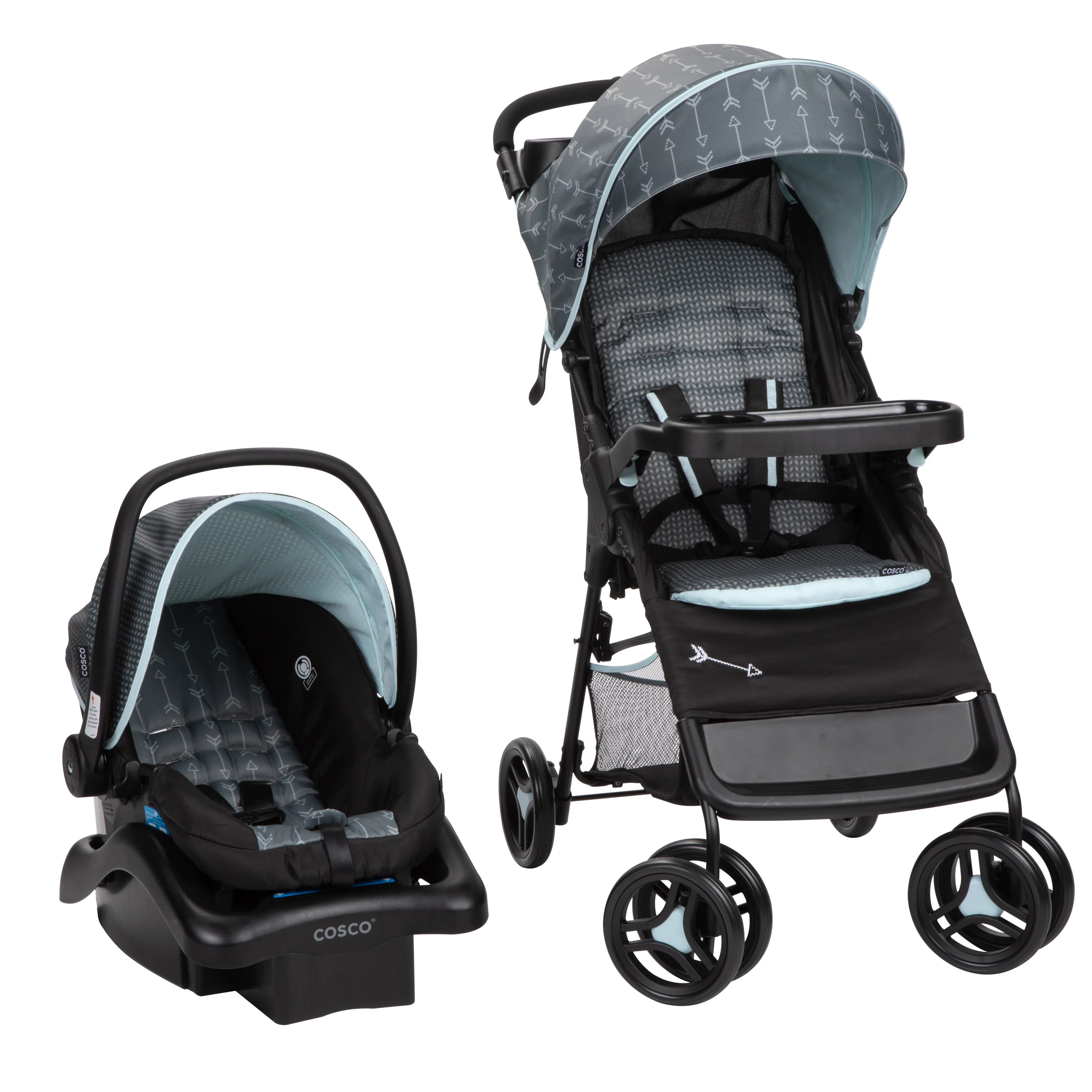 2025 Cosco Kids Lift & Stroll DX rejsesystem. Grå pile. Til småbørn. Unisex