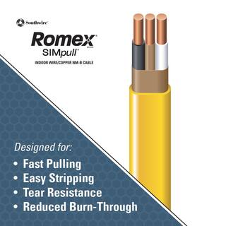 250' Romex SIMpull CU NM-B Southwire-kabel med 12 massive ledere