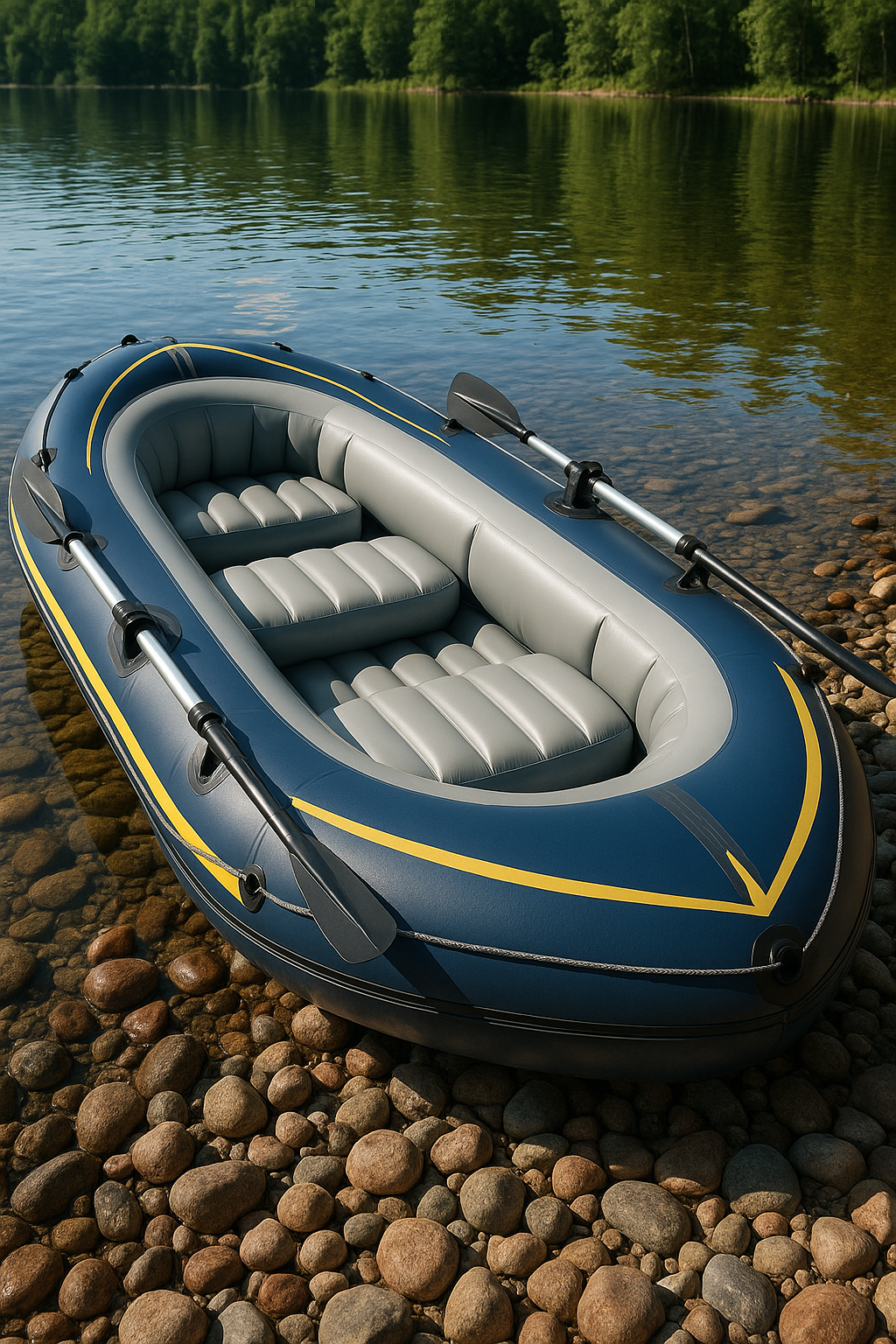 Bateau gonflable bleu et gris, en PVC, adapté aux lacs et rivières, 291 x 127 x 46 cm vqFAPdA515cx