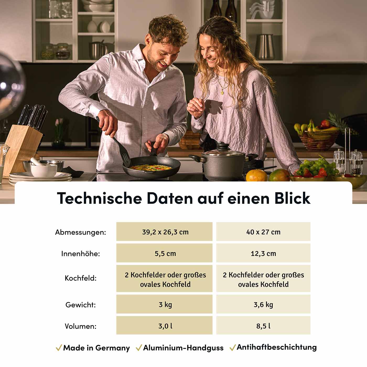 Plat à rôtir 2 en 1 grand format 2025 - 39,2 x 26,3 cm avec couvercle inclus