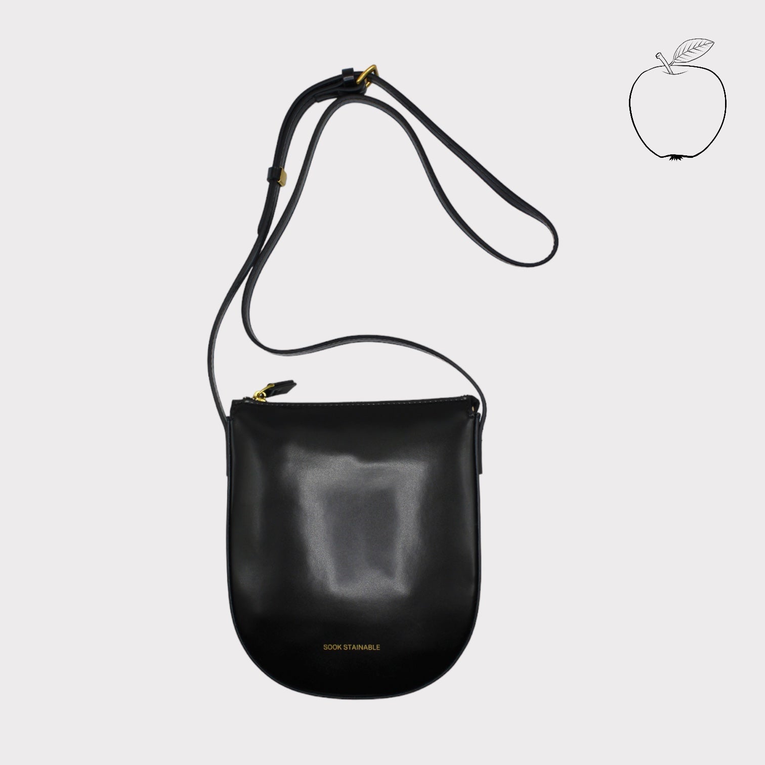 Eva - Apple Leather Crossbody Bag - Black