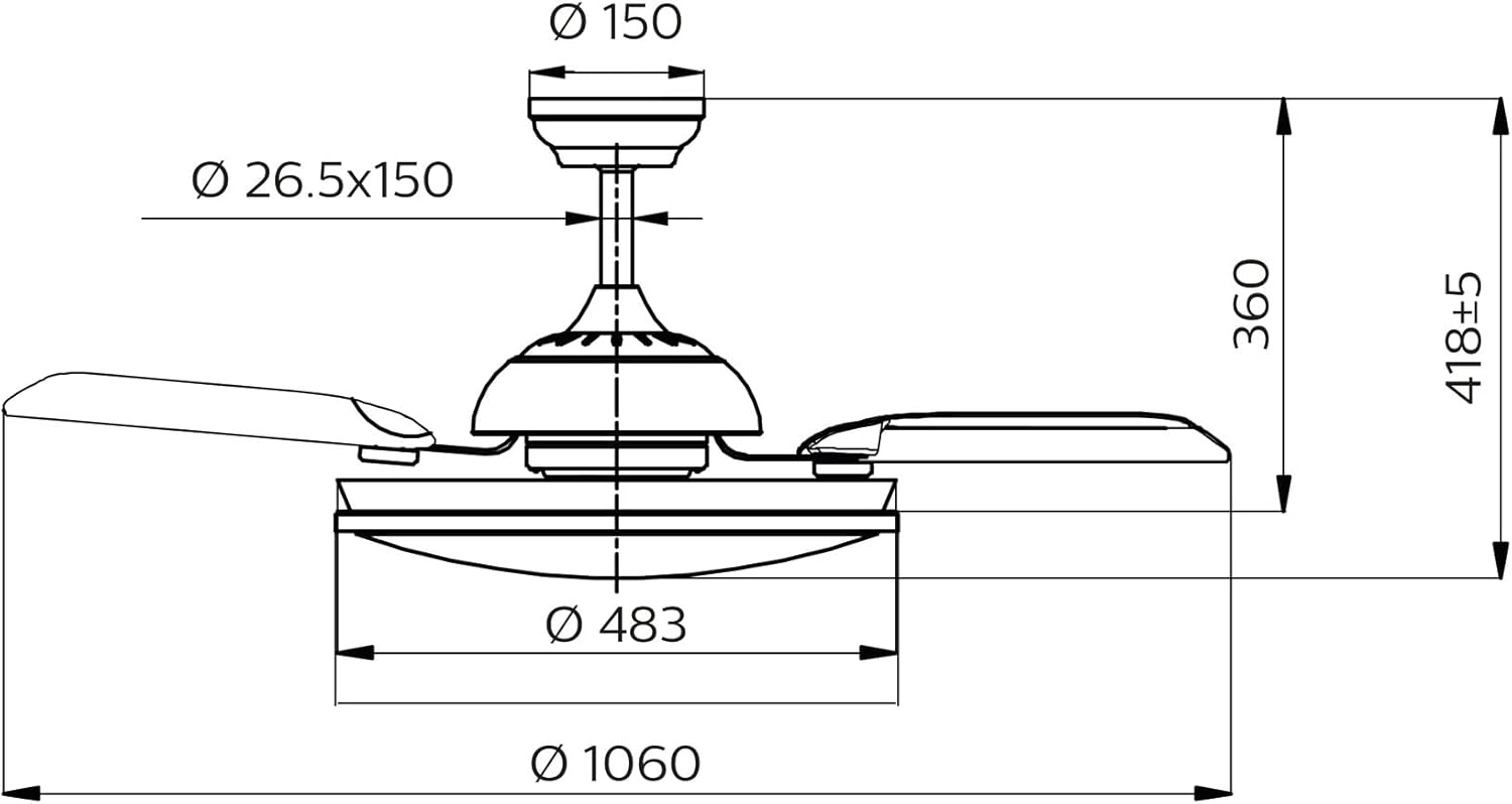 Ventilateur de plafond Philips Lighting Atlas avec éclairage LED et télécommande 106 cm Nickel