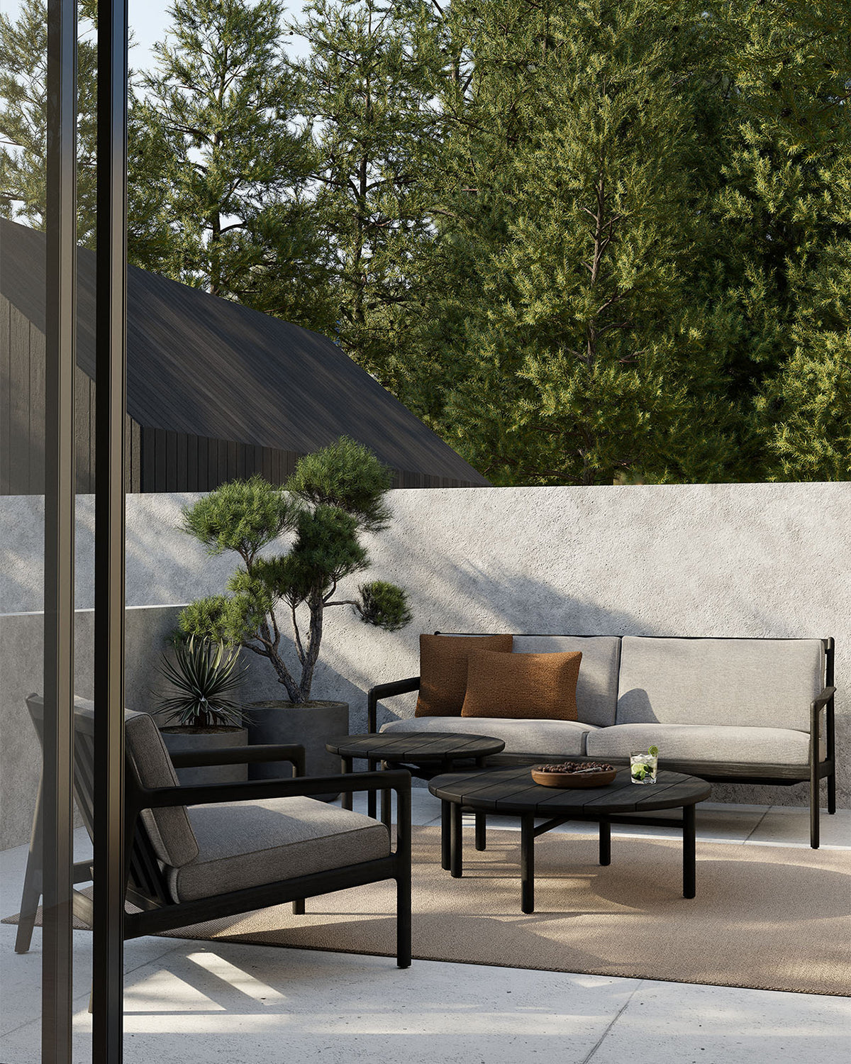 Jack Outdoor Lounge Chair - Black Teak with Mocha