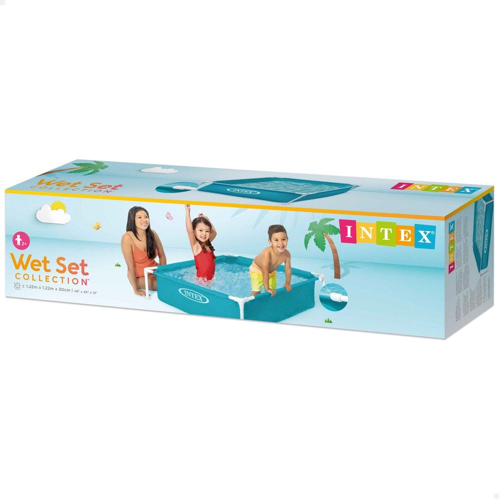 Intex Quadratischer, röhrenförmiger PVC-Aufstellpool 122x30 cm Blau