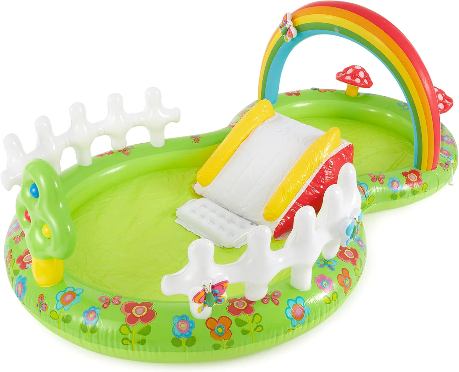 Intex Jungle Adventure Oppusteligt Legeområde – Pool med Rutsjebane og Vandlege til Børn