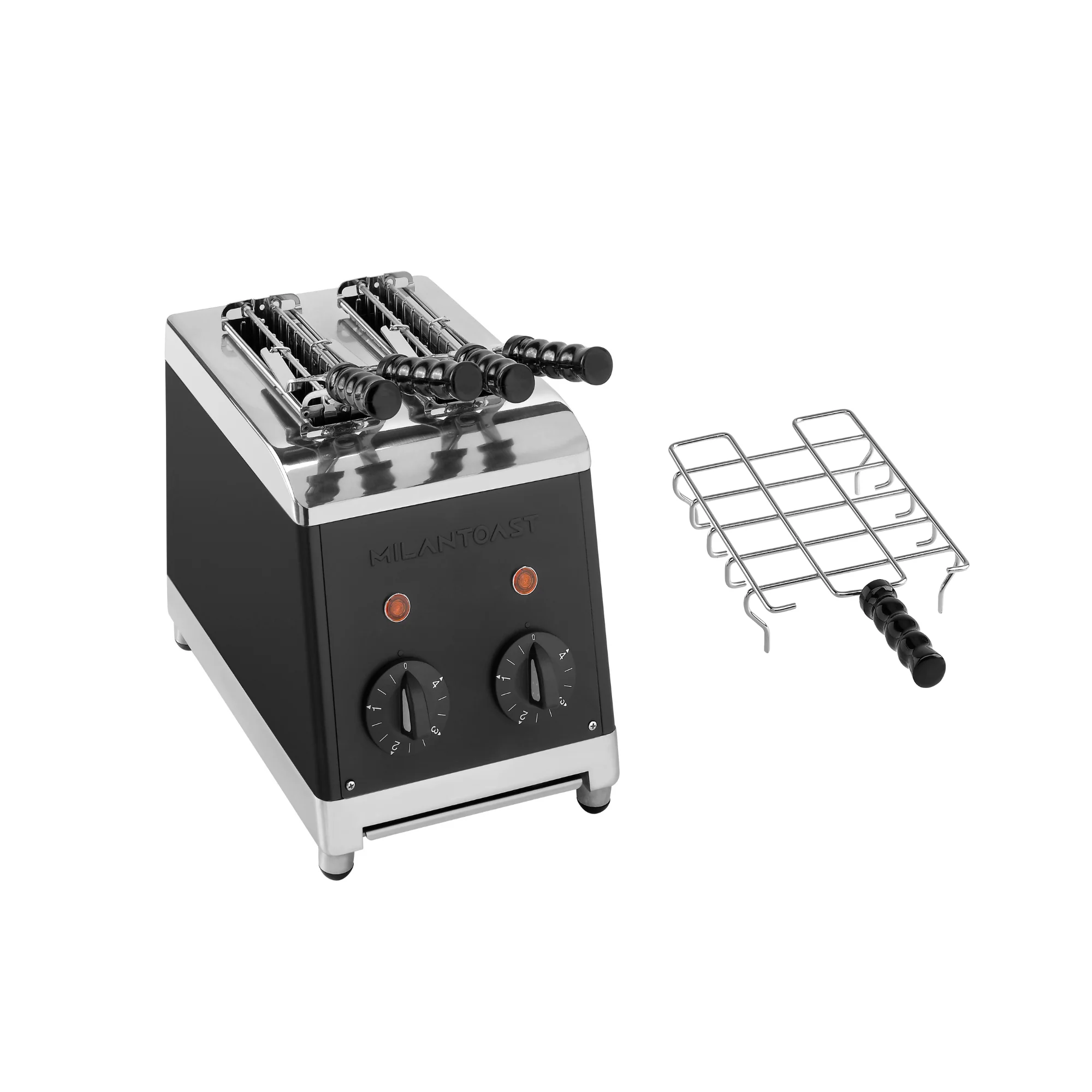Milantoast 2025 2-Schlitz-Toaster mit Zange und Brötchenhalter