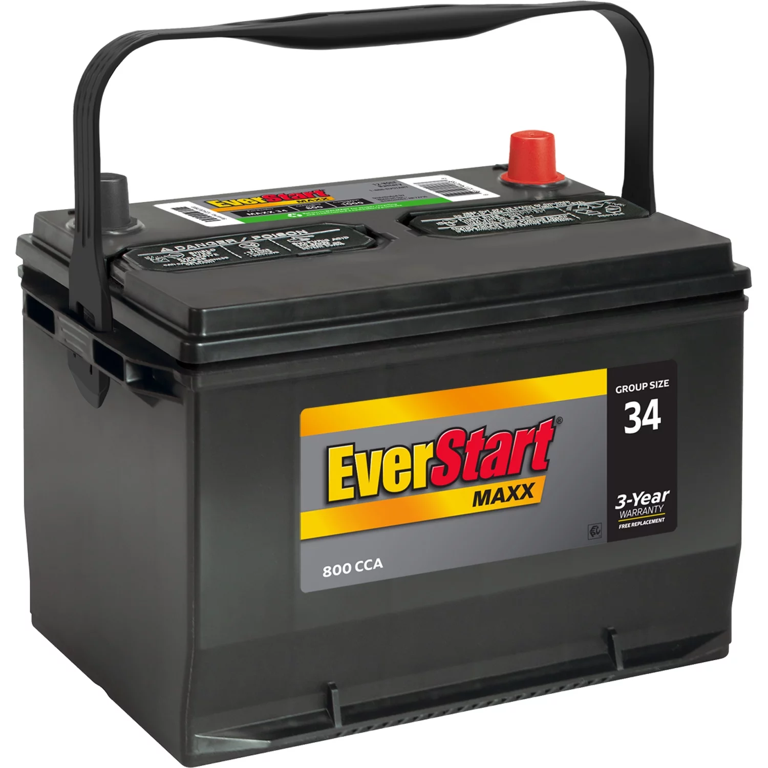2025 EverStart Maxx blysyrebilbatteri. Gruppestørrelse 34. 12 volt. 800 CCA