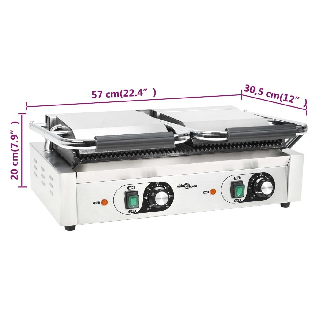 Doppelrippengrill 3600 W 57x30,5x20 cm Vidaxl