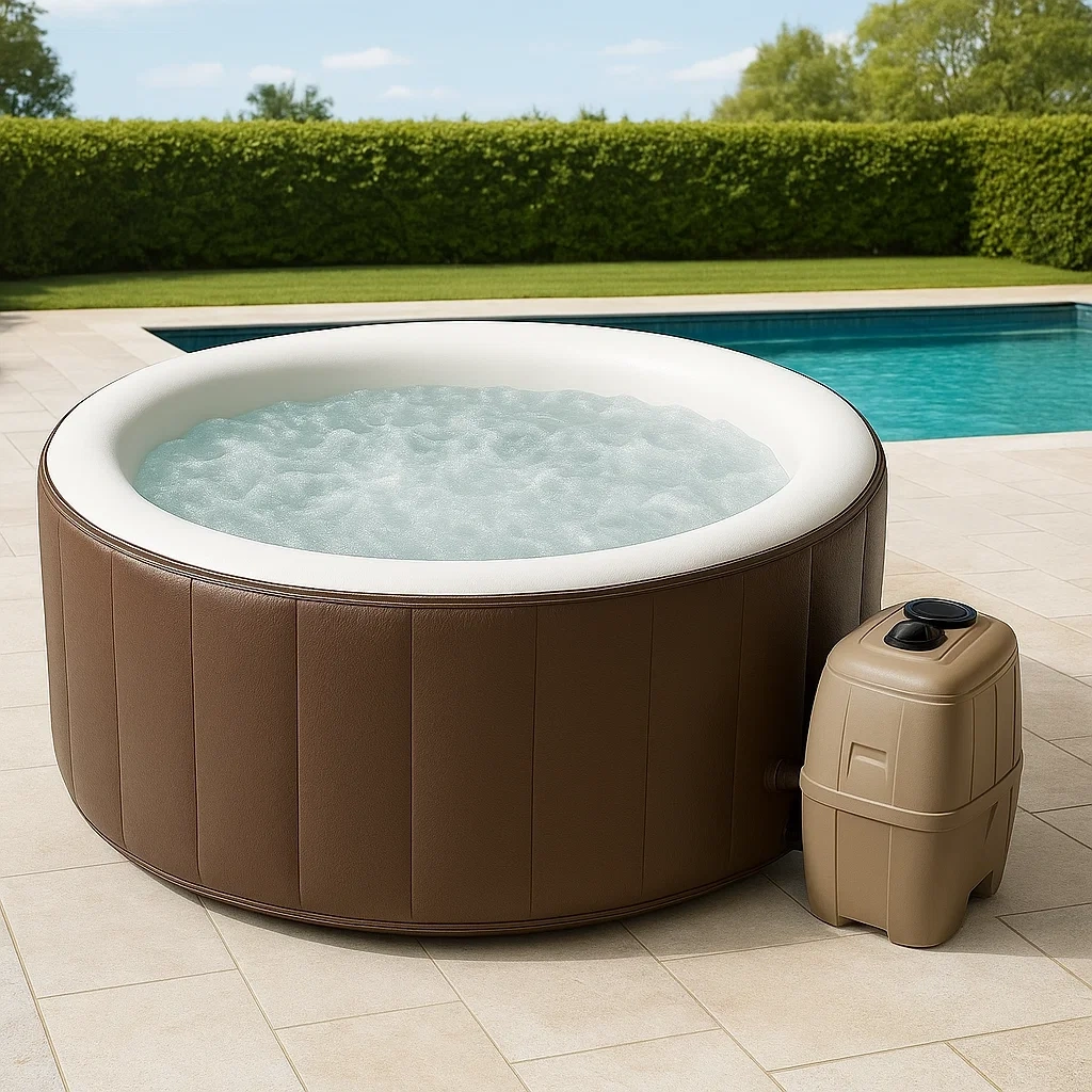 Spa gonflable rond 180x180x65 cm 4 places marron/blanc yuGklot376bZ