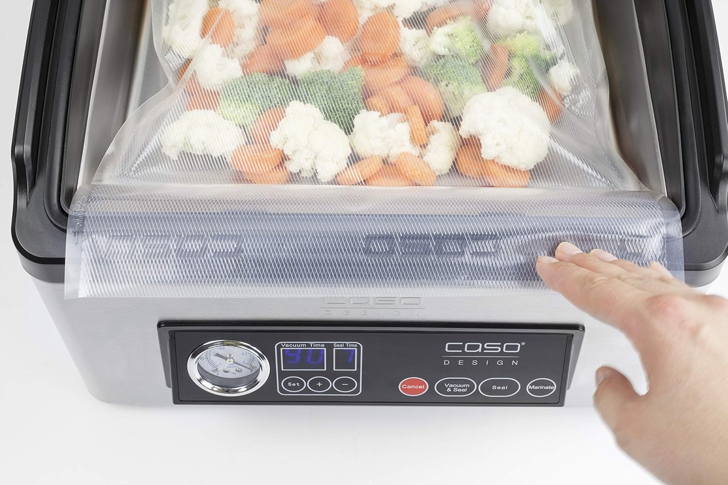 CASO VacuChef 40 – Professioneller Kompakt-Vakuumierer – Leistungsstarke Vakuumleistung von 70 l/min – 3-Liter-Kammer – Edelstahl