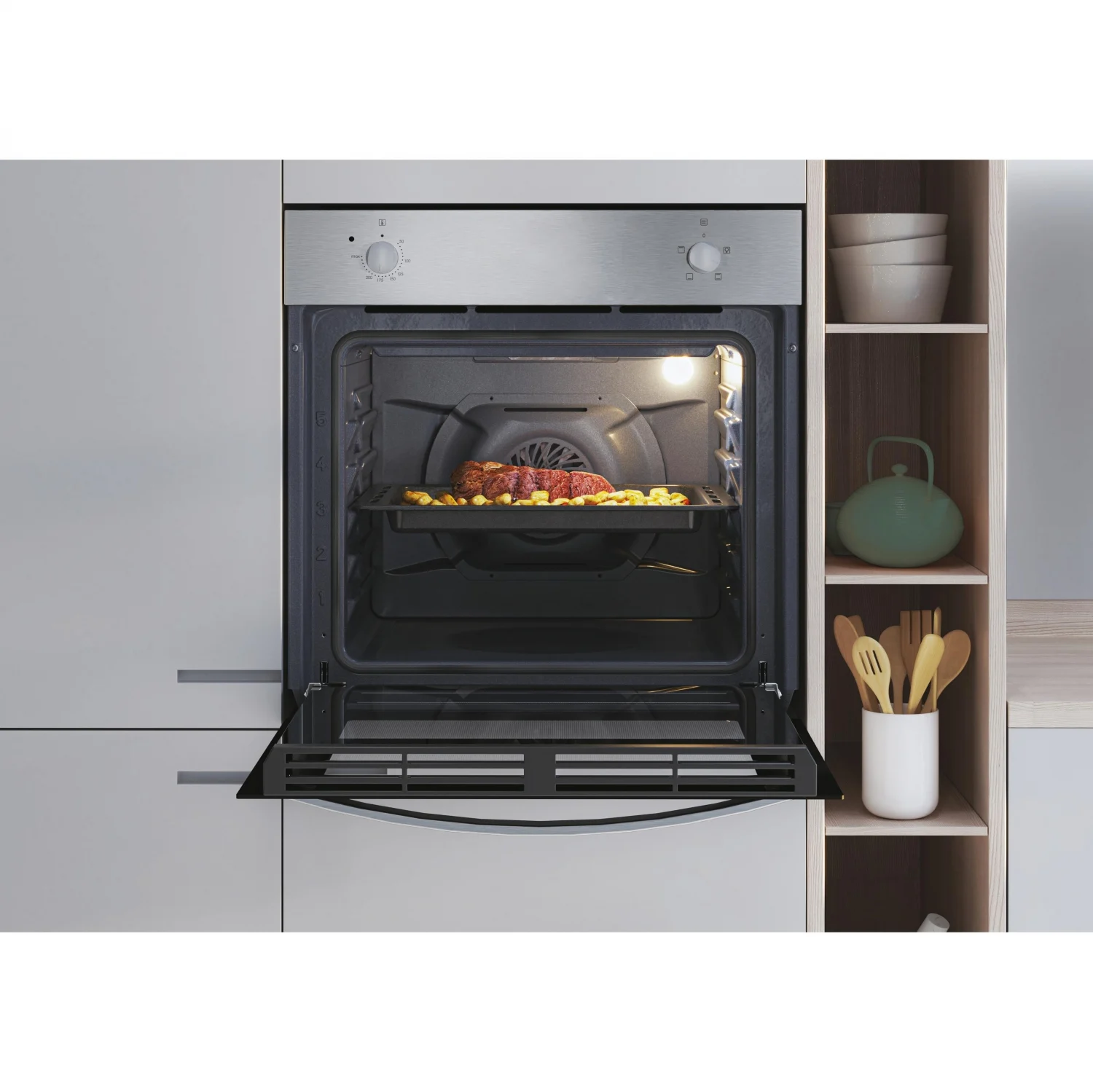 Candy FIDCP X200 Backofen, 2100 W, 70 l, Klapptür, 3 Kochfunktionen, Energieeffizienzklasse A – Edelstahl