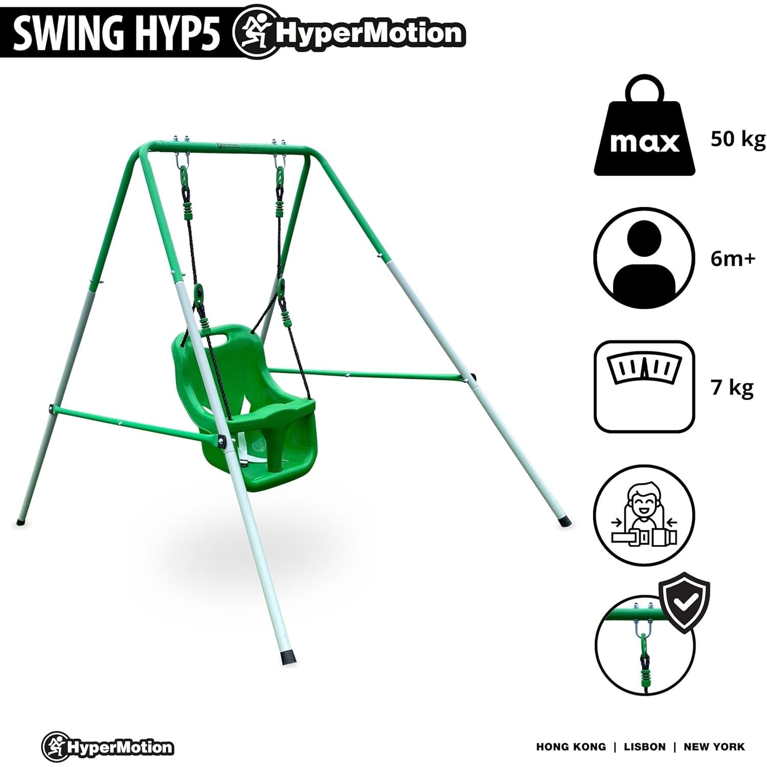 Babyschaukel ab 6 Monaten, max. 25 kg, für drinnen und draußen geeignet, höhenverstellbar