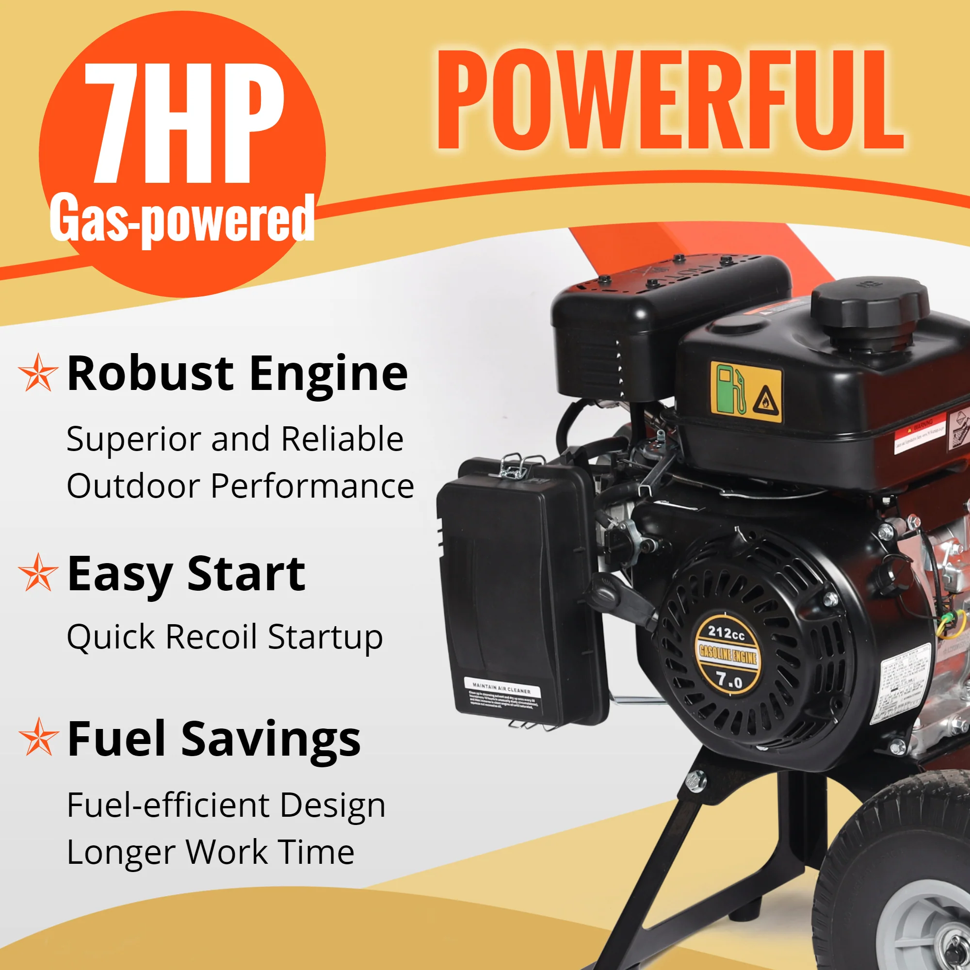 2025 EFCUT R30 Flishugger – 7 HK Benzindrevet Flishugger og Kompostkværn – Kompakt og højtydende design – Maks. kapacitet 3 (R0)