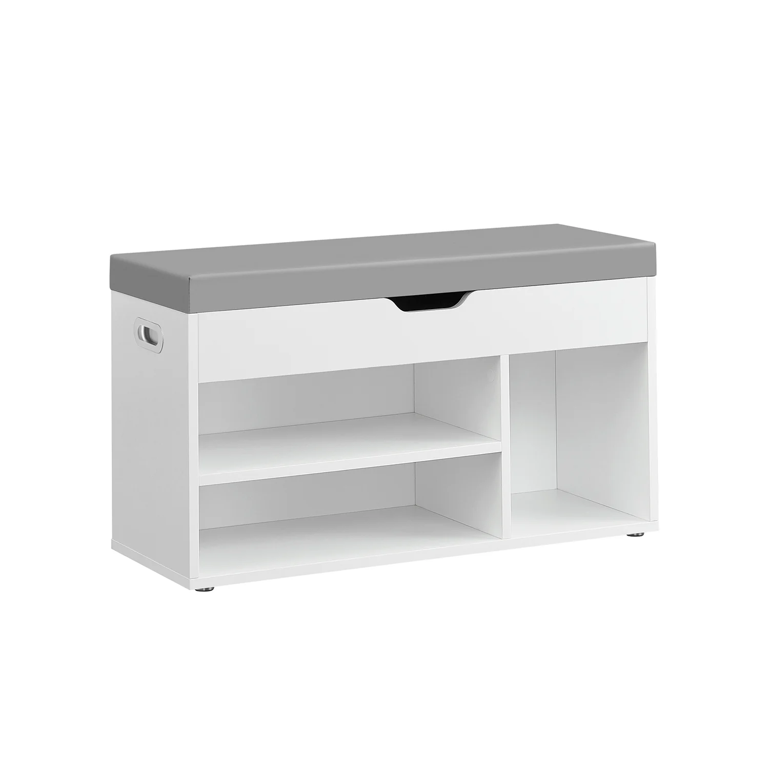 Schuhbank mit Kissen, versteckten Staufächern und Ablagen