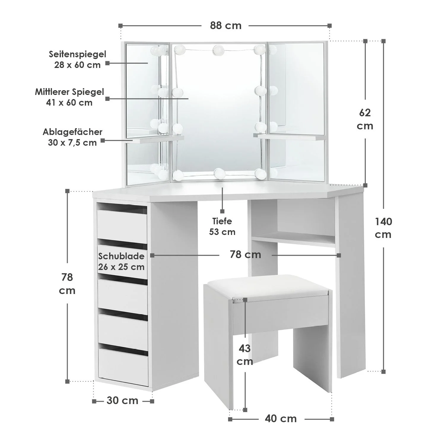 Meuble-lavabo d'angle Nova 2025 avec tabouret Melly