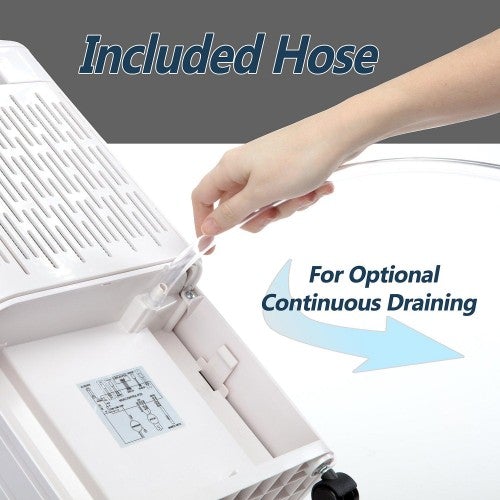 Déshumidificateur compact Ivation 11 pintes – avec tuyau de drainage continu pour petits espaces, salle de bain, grenier, vide sanitaire et placards – pour des espaces jusqu'à 20 mètres carrés (216 pieds carrés).