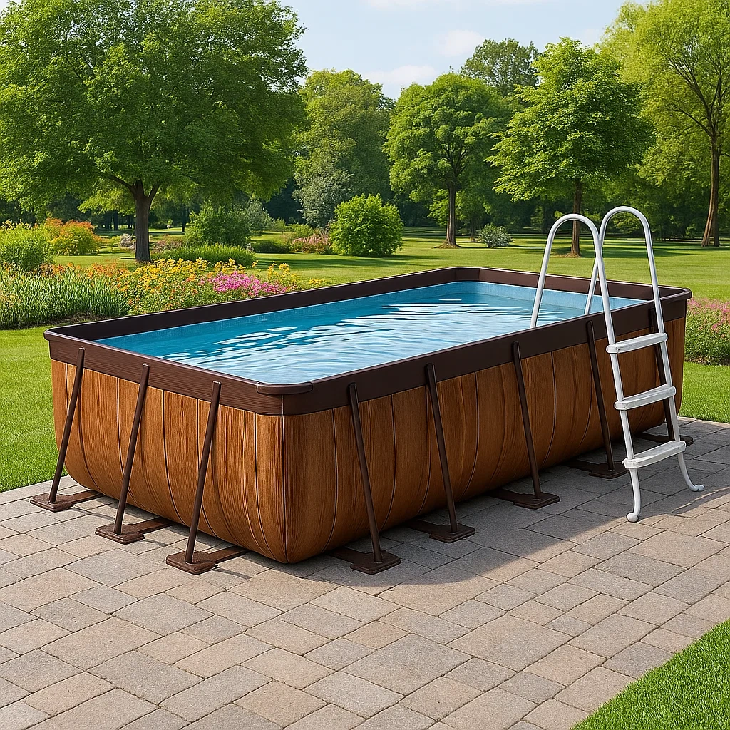 Piscine tubulaire rectangulaire amovible 532 x 265 x 119 cm, marron, avec filtre et échelle xxbHZZx200Vy