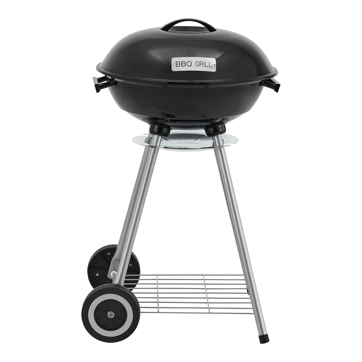 Apricena Runder Holzkohlegrill mit Deckel 80x49x47cm - Schwarz [casa.pro]