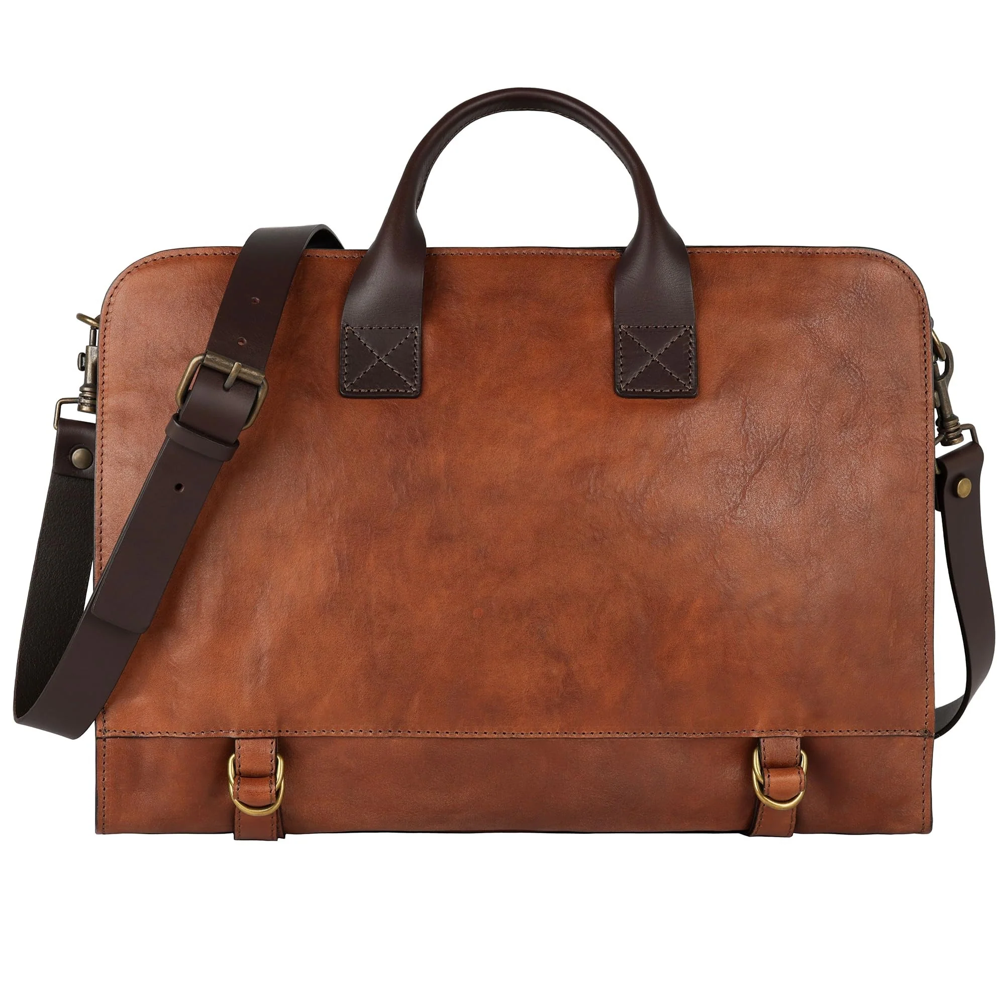 Læder laptoptaske – Mappe / Skuldertaske til mænd og kvinder