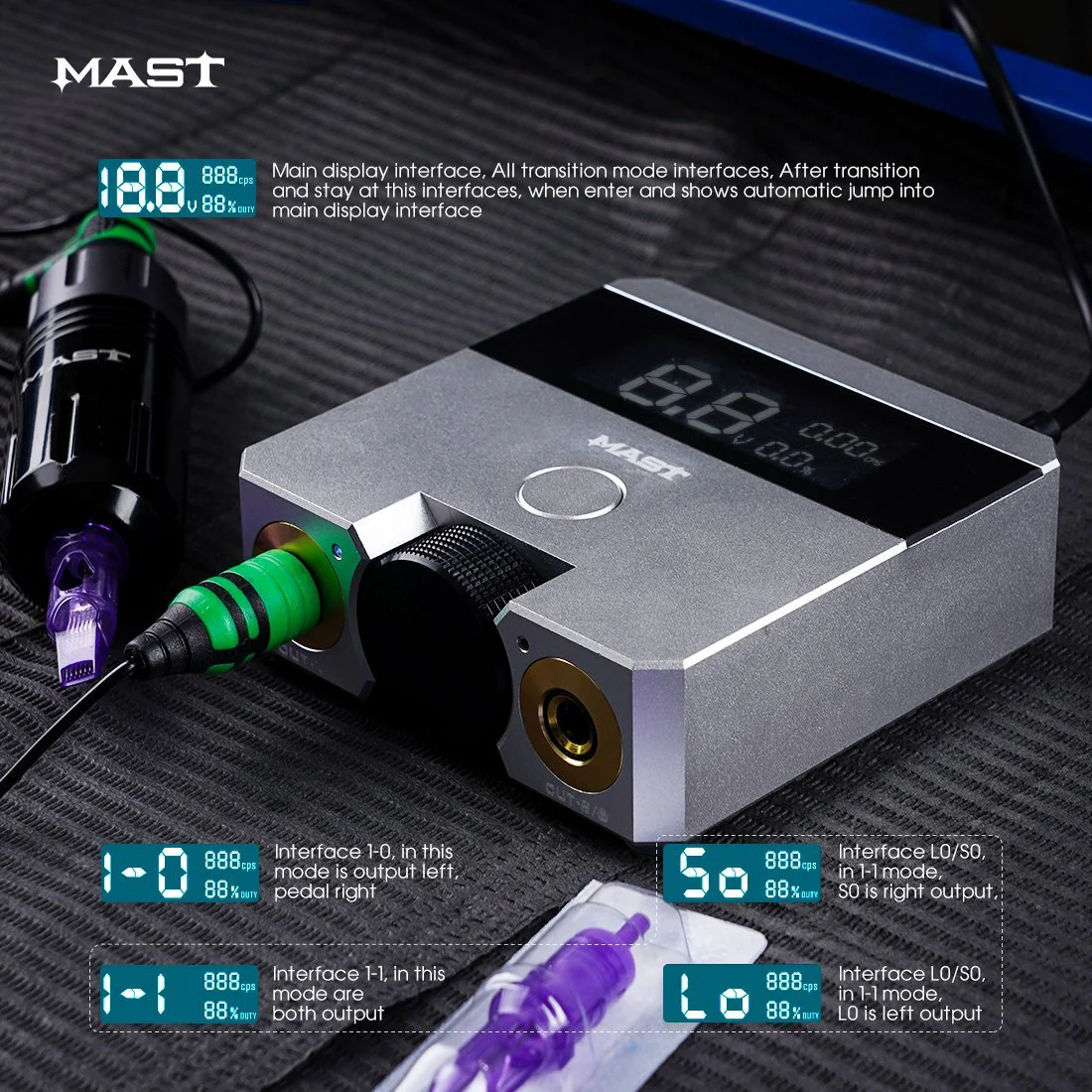 Mast Skate Dual-Mode-Netzteil mit Kickstart-Funktion für Tätowierer