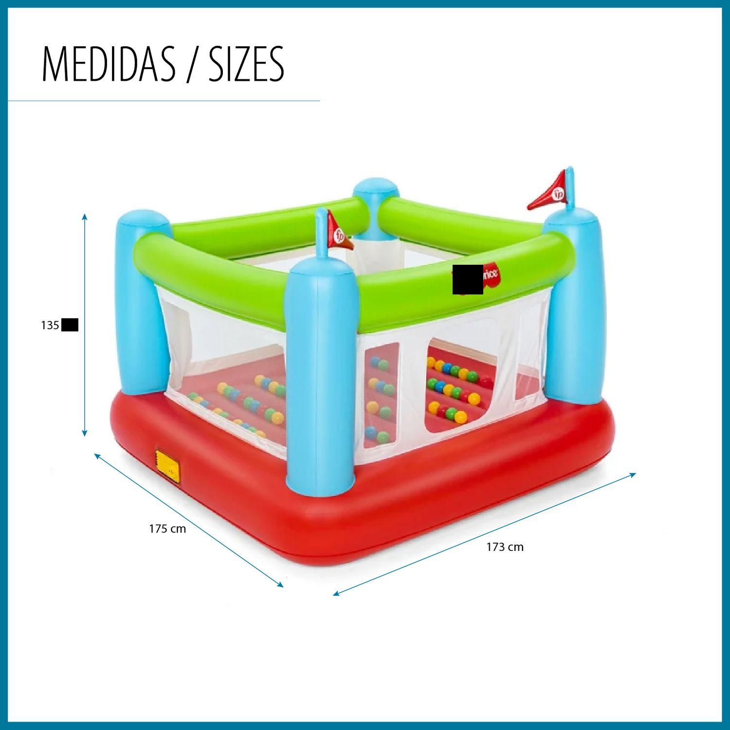 Bestway Bounce Sensational Hüpfburg mit 50 Spielbällen, 175 x 173 x 135 cm, mehrfarbig, mit Sicherheitsnetz