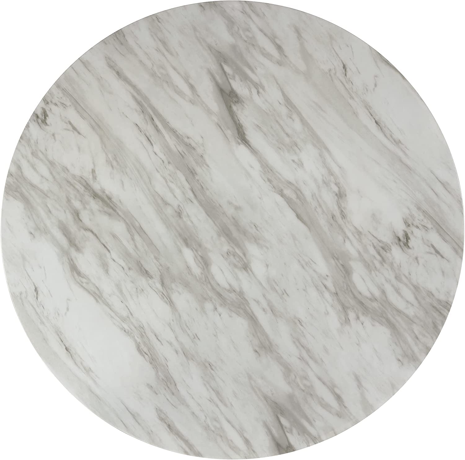 Ensemble de salle à manger Celeste 5 pièces de New Classic Furniture (collection 2025) : table ronde imitation marbre et 4 chaises. Diamètre : 107 cm (42 pouces). Couleur : gris.