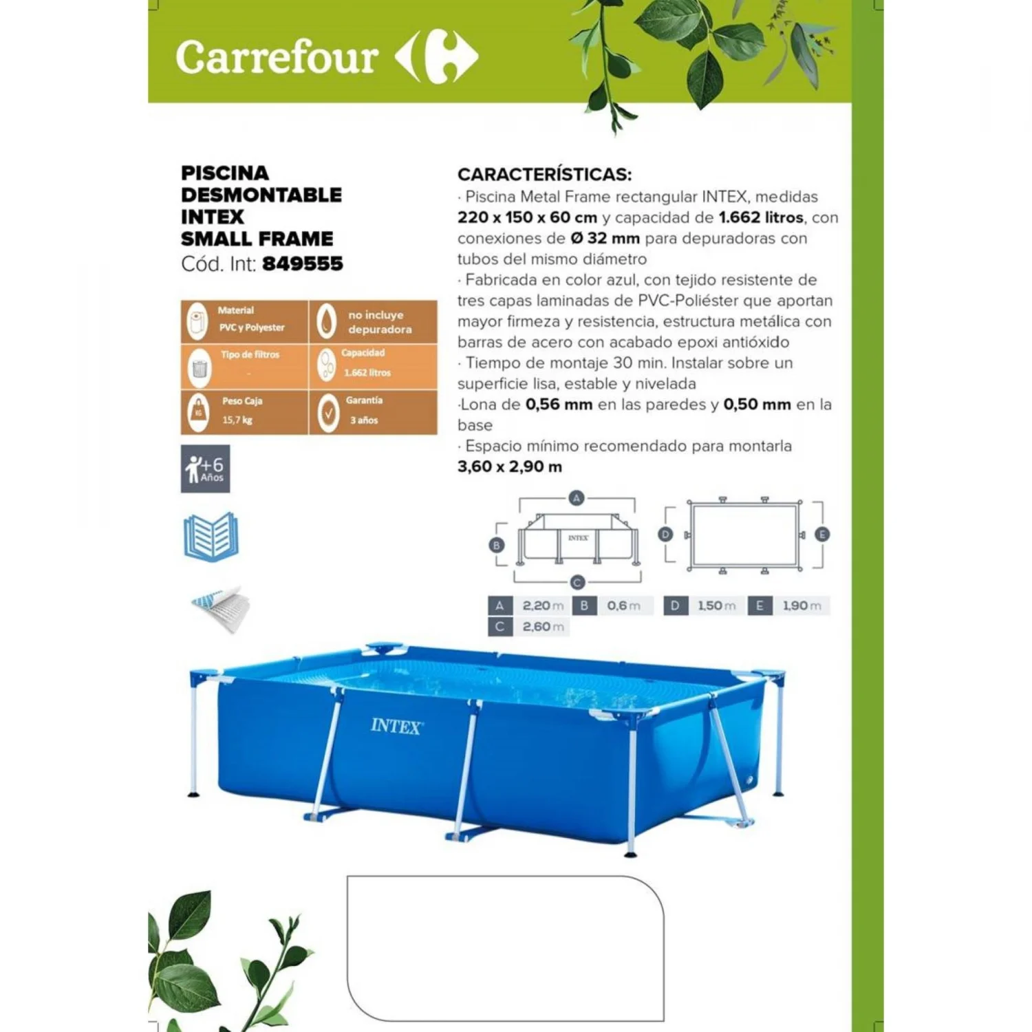 Kleiner Rahmenpool für die Familie 220x150x60 cm