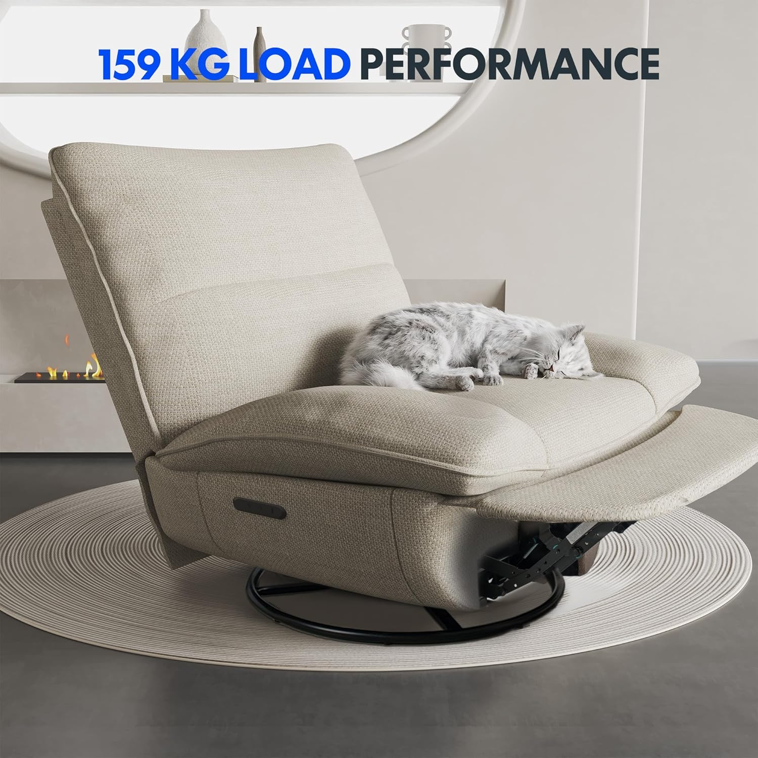 FLEXISPOT XC6 Relaxsessel, Drehsofa mit Wippfunktion, TV-Sessel mit verstellbarer Rückenlehne, Liegesessel für Schlafzimmer, Wohnzimmer und Heimkino (Beige)