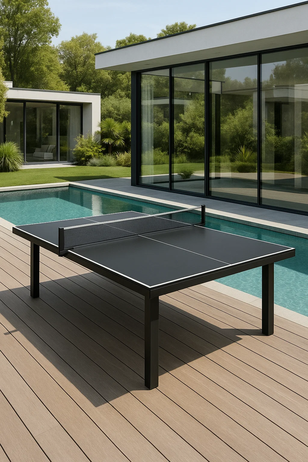 Table de ping-pong d'extérieur en métal noir 274 x 152 x 76 cm bsdKbJbE72Nl
