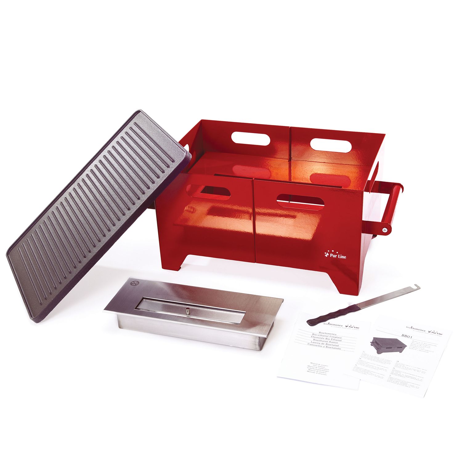 1,2-Liter-Ethanolgrill in schwarzem Stahl und Eisengrillplatte