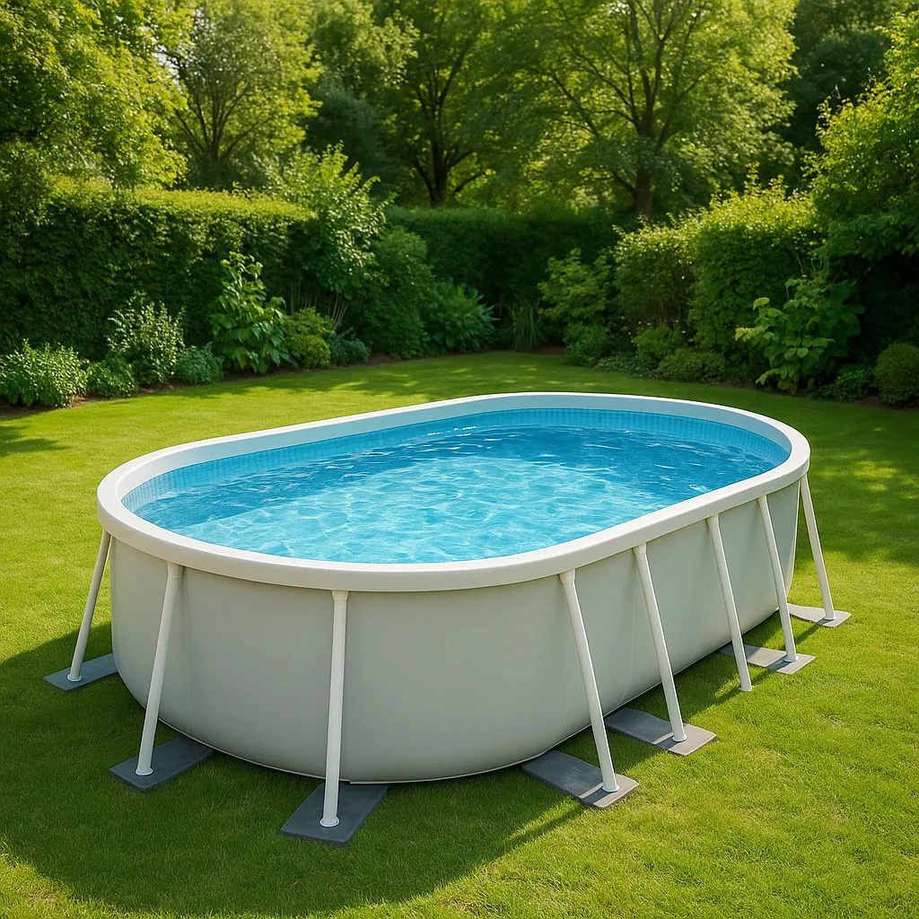 Piscine tubulaire ovale hors-sol, gris clair, métal et PVC, pour jardin et extérieur, 488 x 305 x 107 cm yuUcFIK620oC