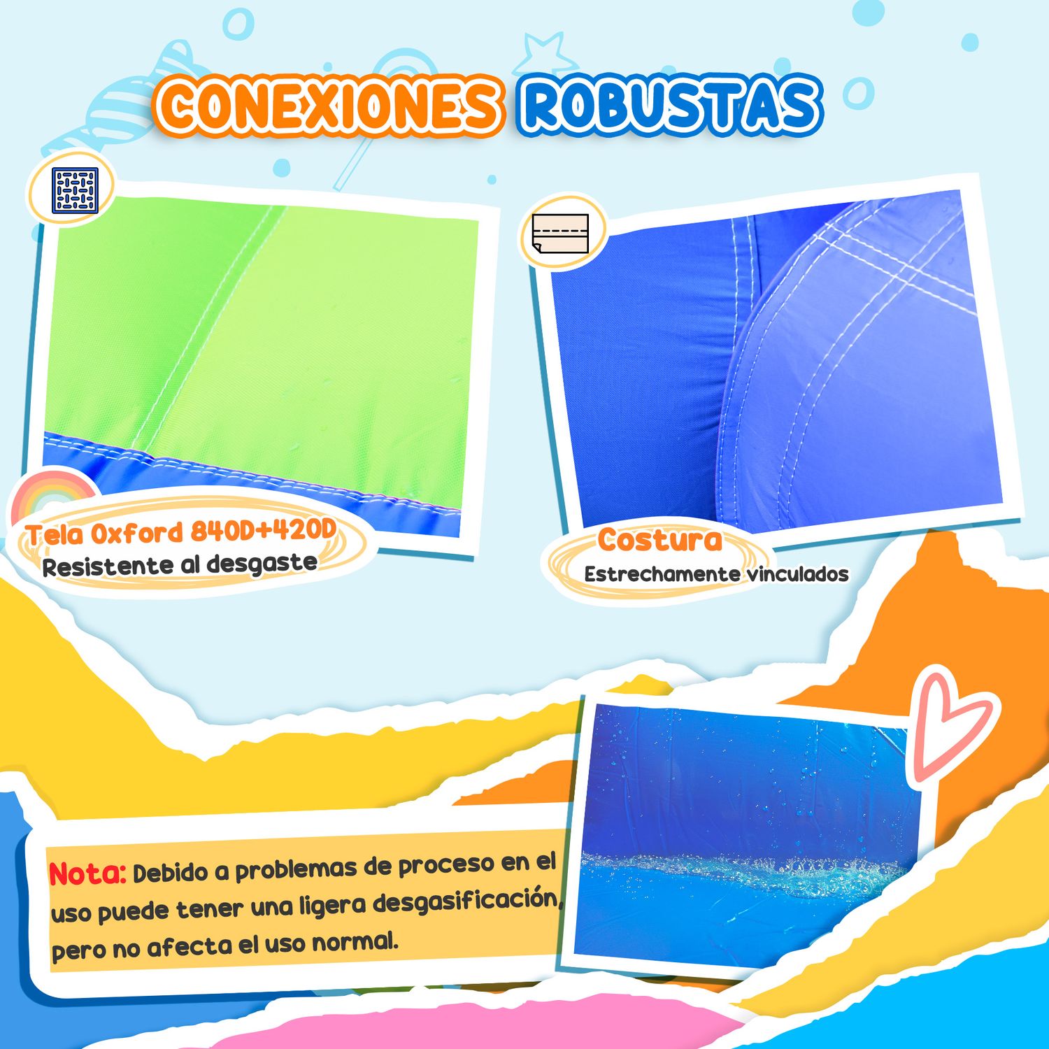 Aufblasbare Burg von Outsunny mit Rutsche, Trampolin und Pool (mehrfarbig)