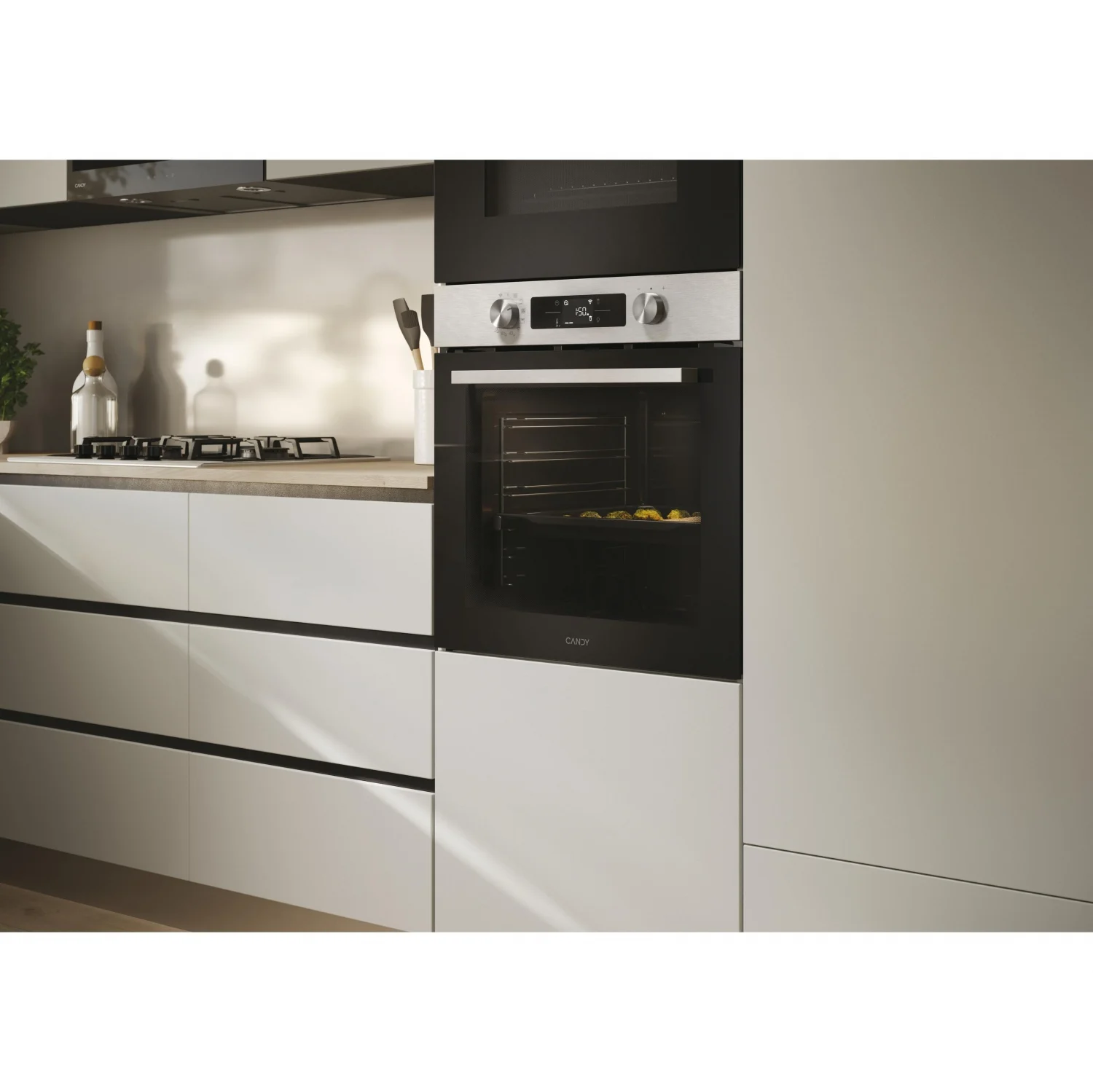 Candy CA6 N5B3EYTX Multifunktionsovn, 3,3 kW, 78 L, Klipslåge, 12 madlavningsfunktioner, Wi-Fi, A++ energieffektivitet - Rustfrit stål