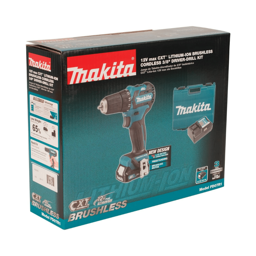 Kit perceuse-visseuse sans fil Makita FD07R1 12V MAX CXT avec moteur sans balais. 3/8 pouce (2025)