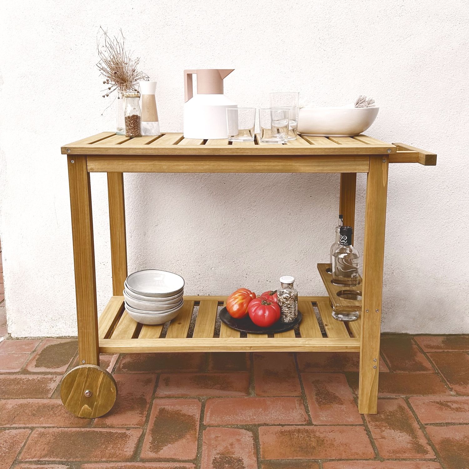 Holz-Grillbrett mit Rollen, Holz