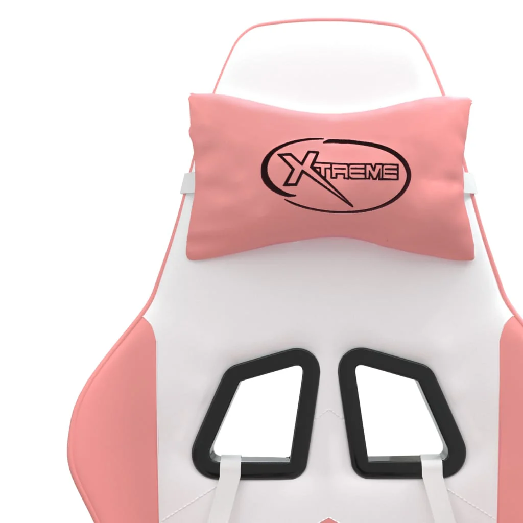 Chaise de jeu 2025 en cuir synthétique blanc et rose V1080
