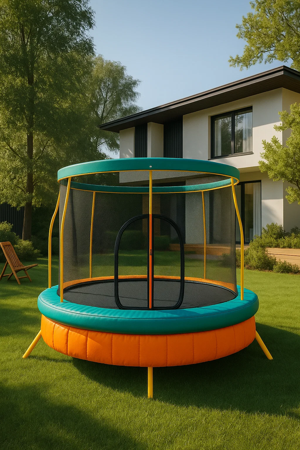 Trampoline pour enfants, PVC orange et vert, extérieur, 180 × 180 × 170 cm HPWOMKe103xi