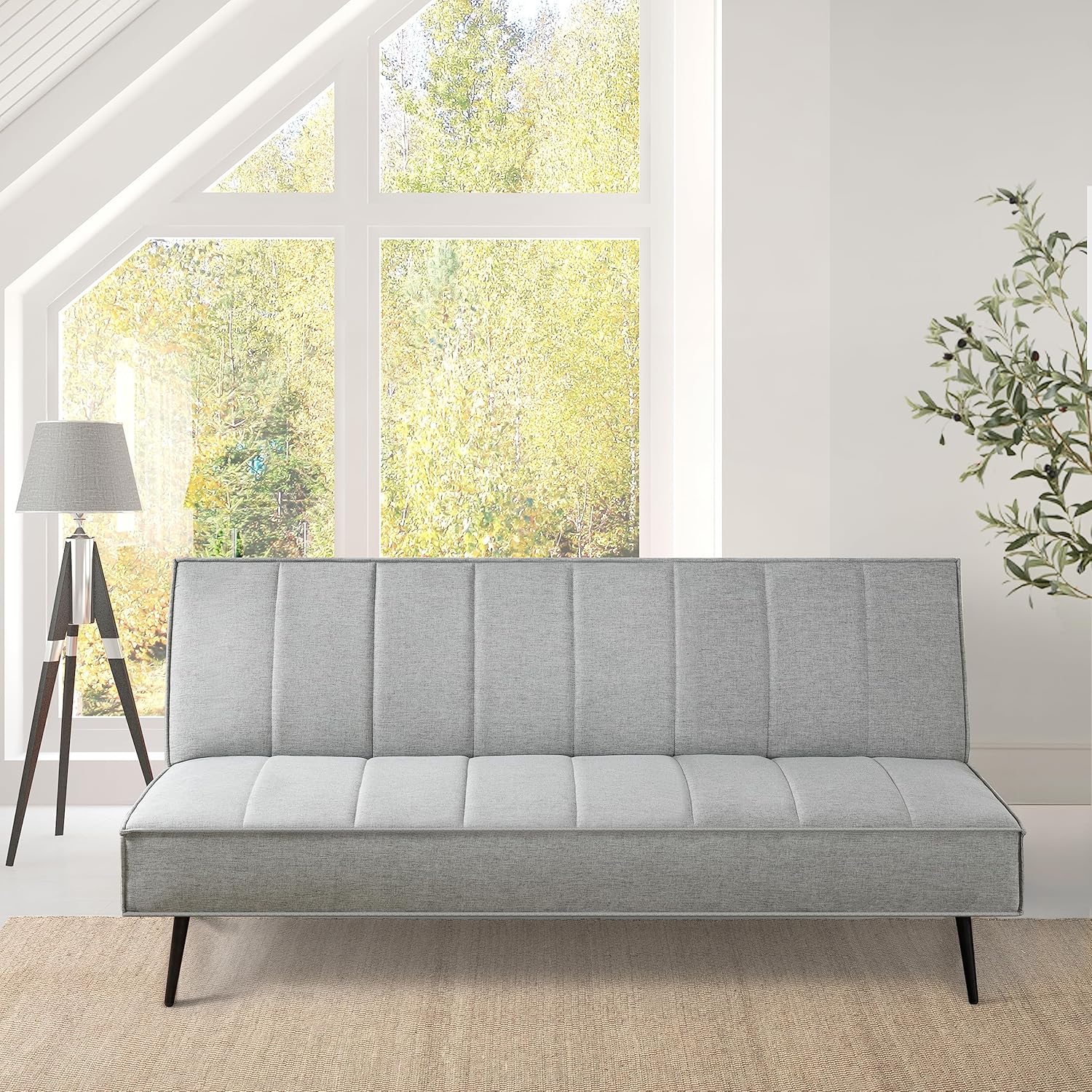 Zinus Quinn Click Clack Schlafsofa – 2-in-1-Klappsofa – Ideal für Gästezimmer und kleine Räume – Grau