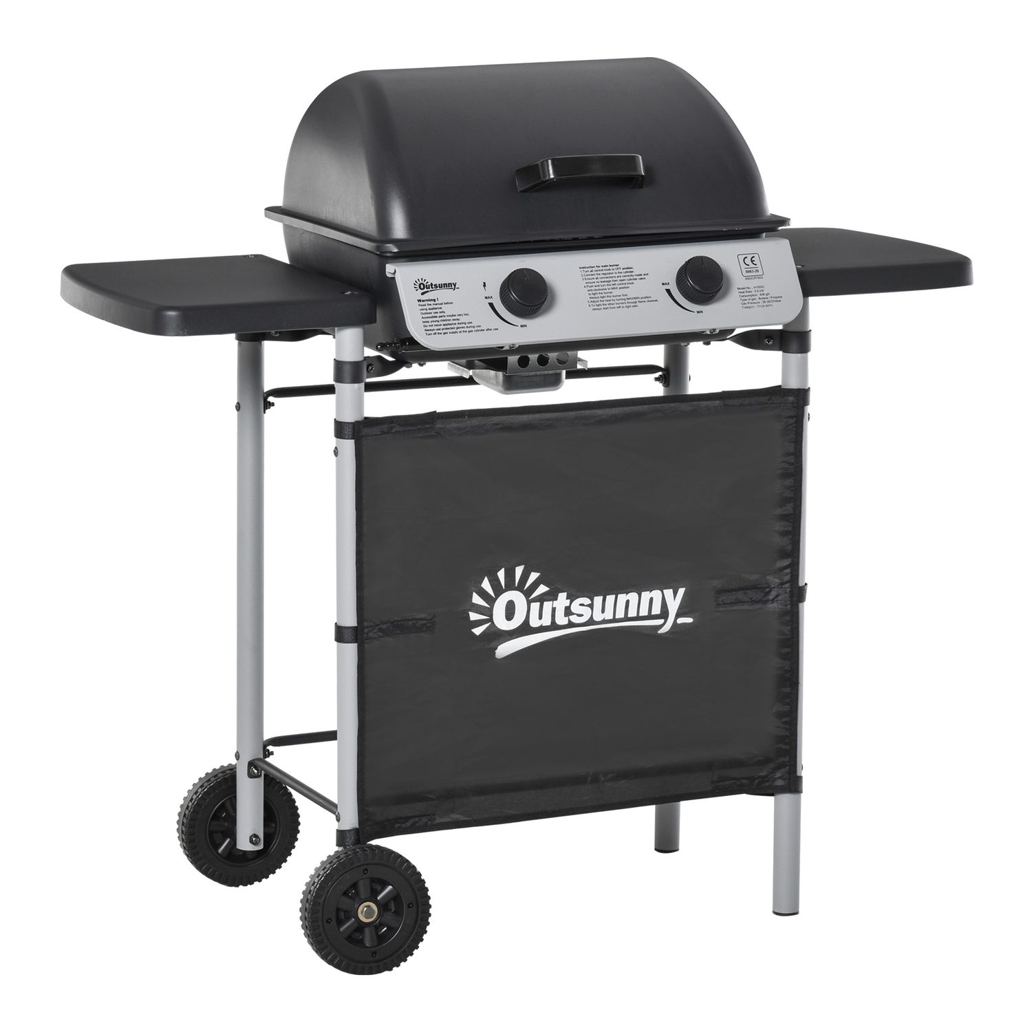 Outsunny PP-Stahl-Gasgrill, 104 x 49 x 99 cm, Schwarz