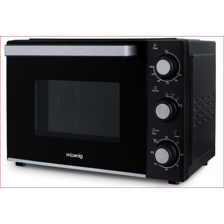H.koenig Mini-Elektro-Tischbackofen, 1400 W, 20 Liter, 4 Kochprogramme. 28,00 cm Edelstahl