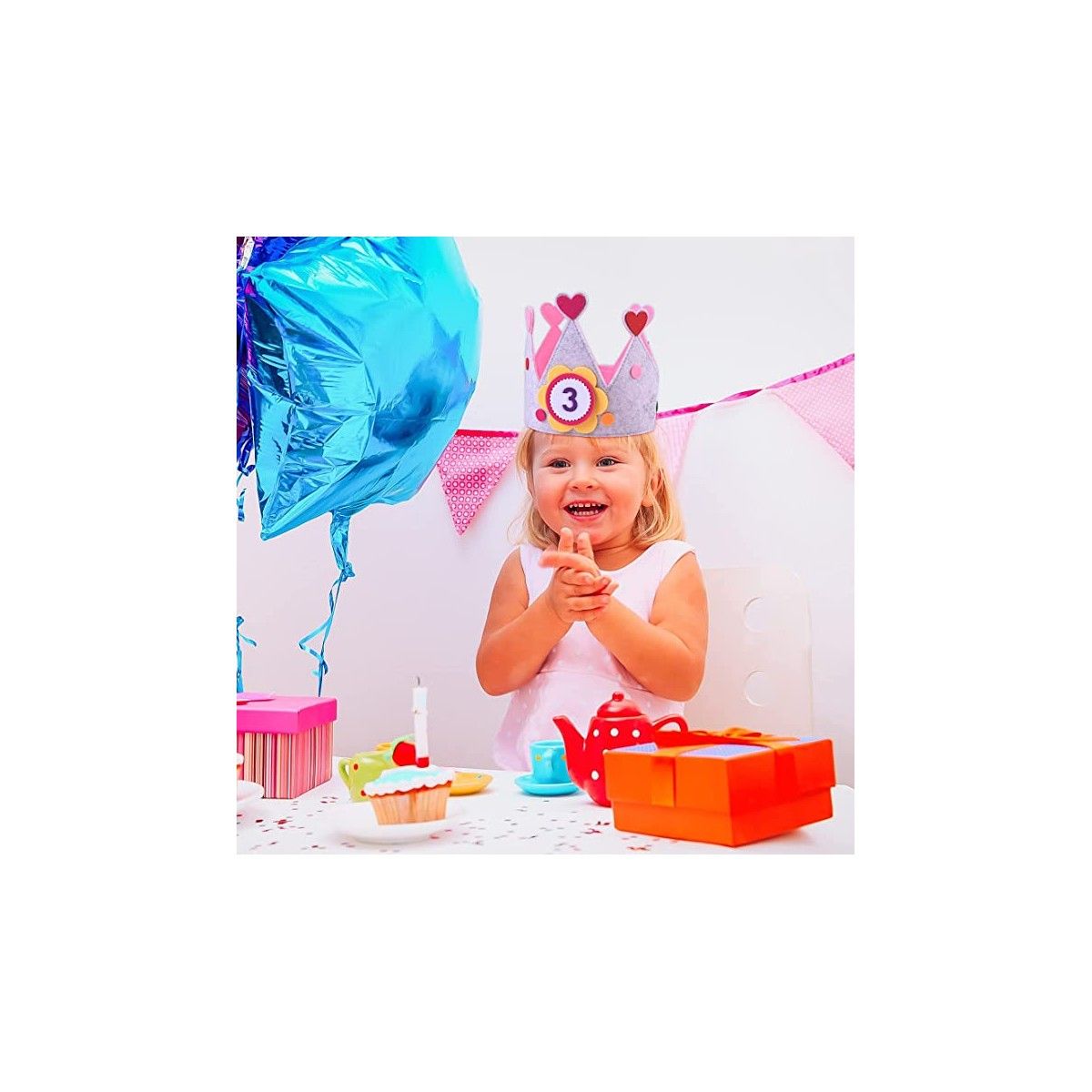 Lyserød fødselsdagskrone med udskiftelige tal - Børnespil og legetøj