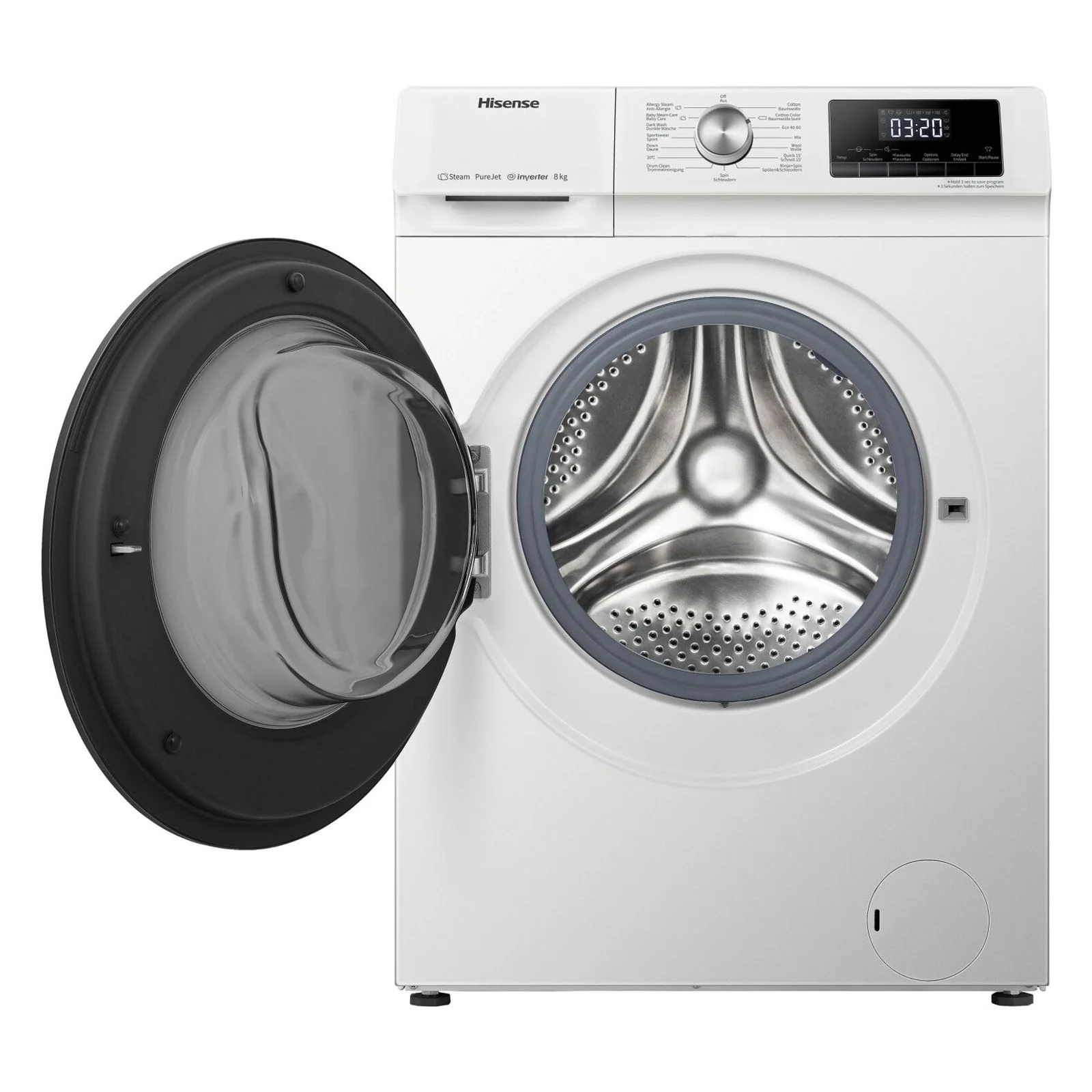 Hisense WFQA8014EVJM Frontlader-Waschmaschine, Baujahr 2025. 8 kg. 1400 U/min. Weiß.