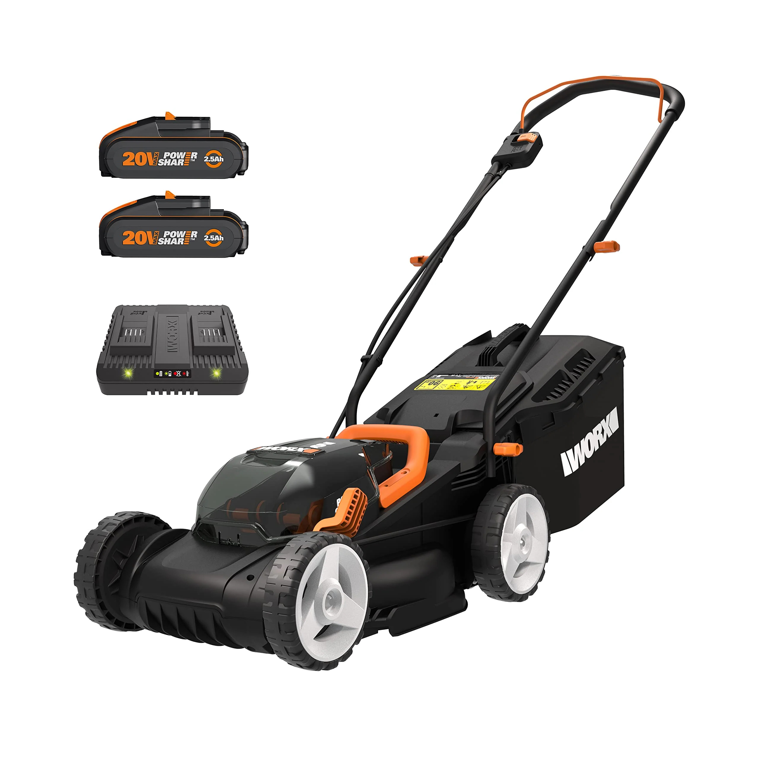 Tondeuse à gazon sans fil Worx Nitro 34 cm (2025). Tondeuse électrique. Modèle WG779E. Système PowerShare PRO 40 V avec 2 batteries de 2,5 Ah (batteries et chargeur inclus).