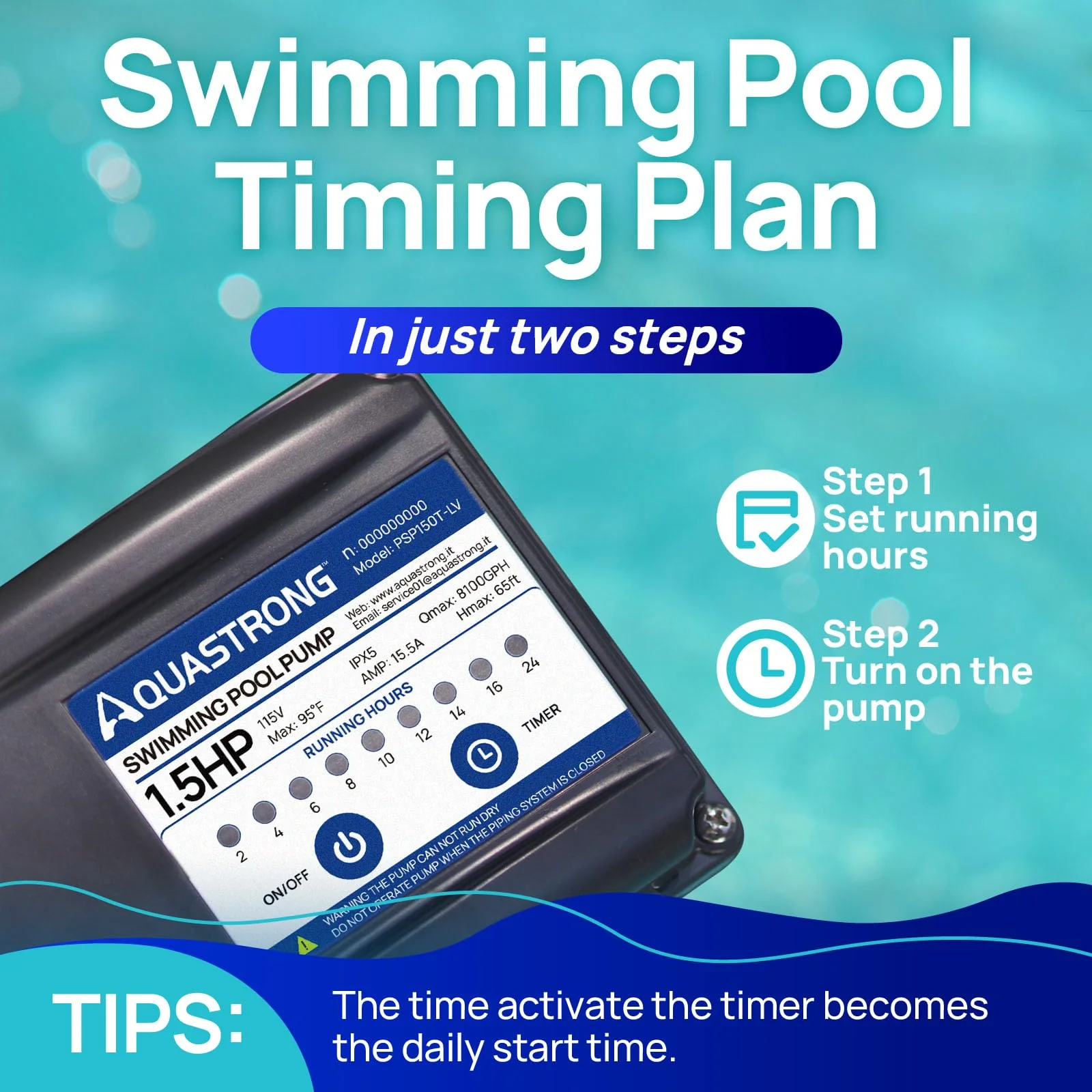 Pompes à filtre à sable 2025, 115 V. Puissance : 0,5 à 3 CV. Diamètre : 30 à 50 cm. Débit jusqu’à 33 400 l/h pour piscines jusqu’à 144 000 litres. Avec vanne à 6 voies.