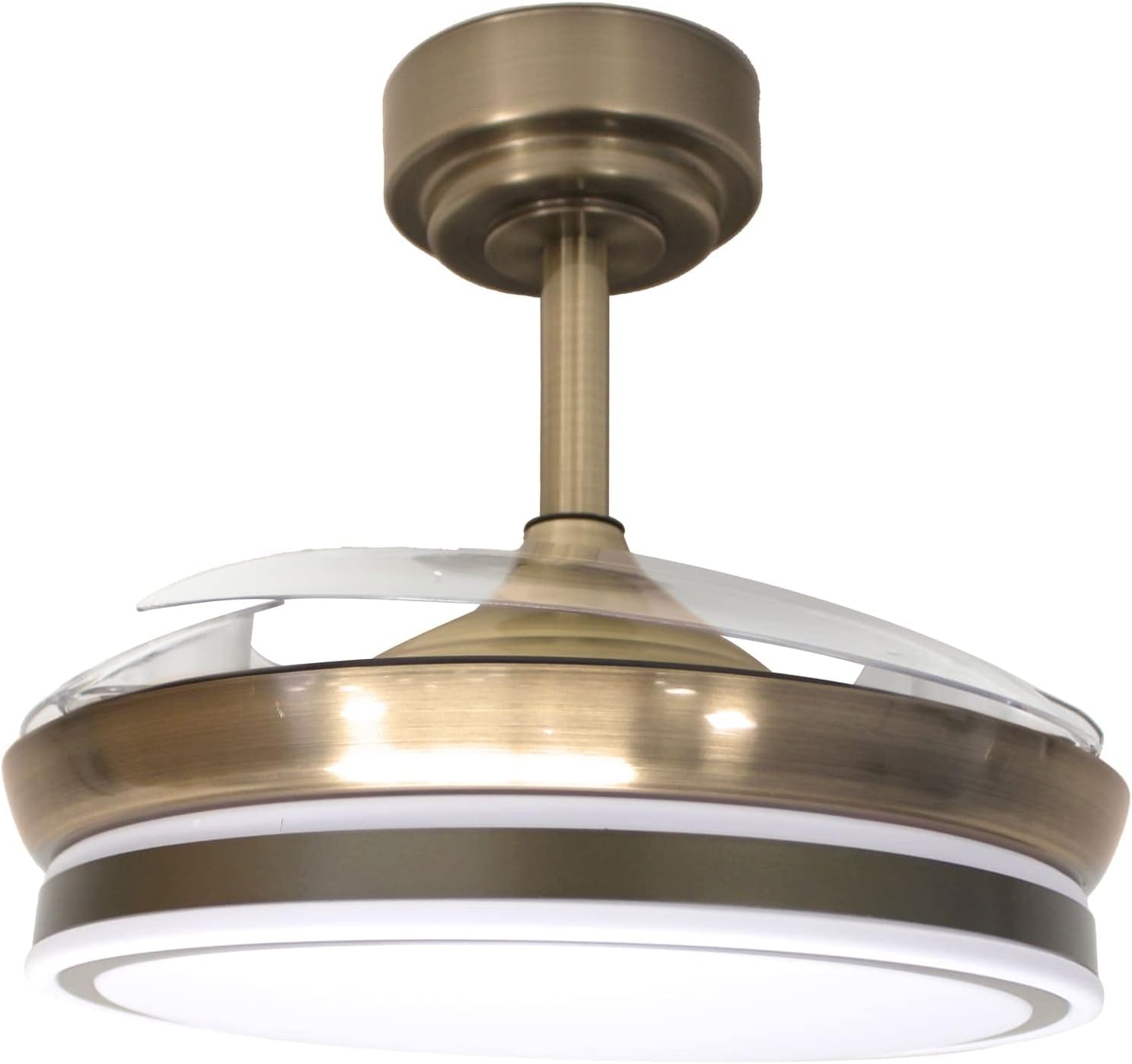 Wonderlamp – Mini ventilateur de plafond LED Pearl avec pales rétractables, moteur CC silencieux, 3 températures de couleur réglables, 46 W, blanc