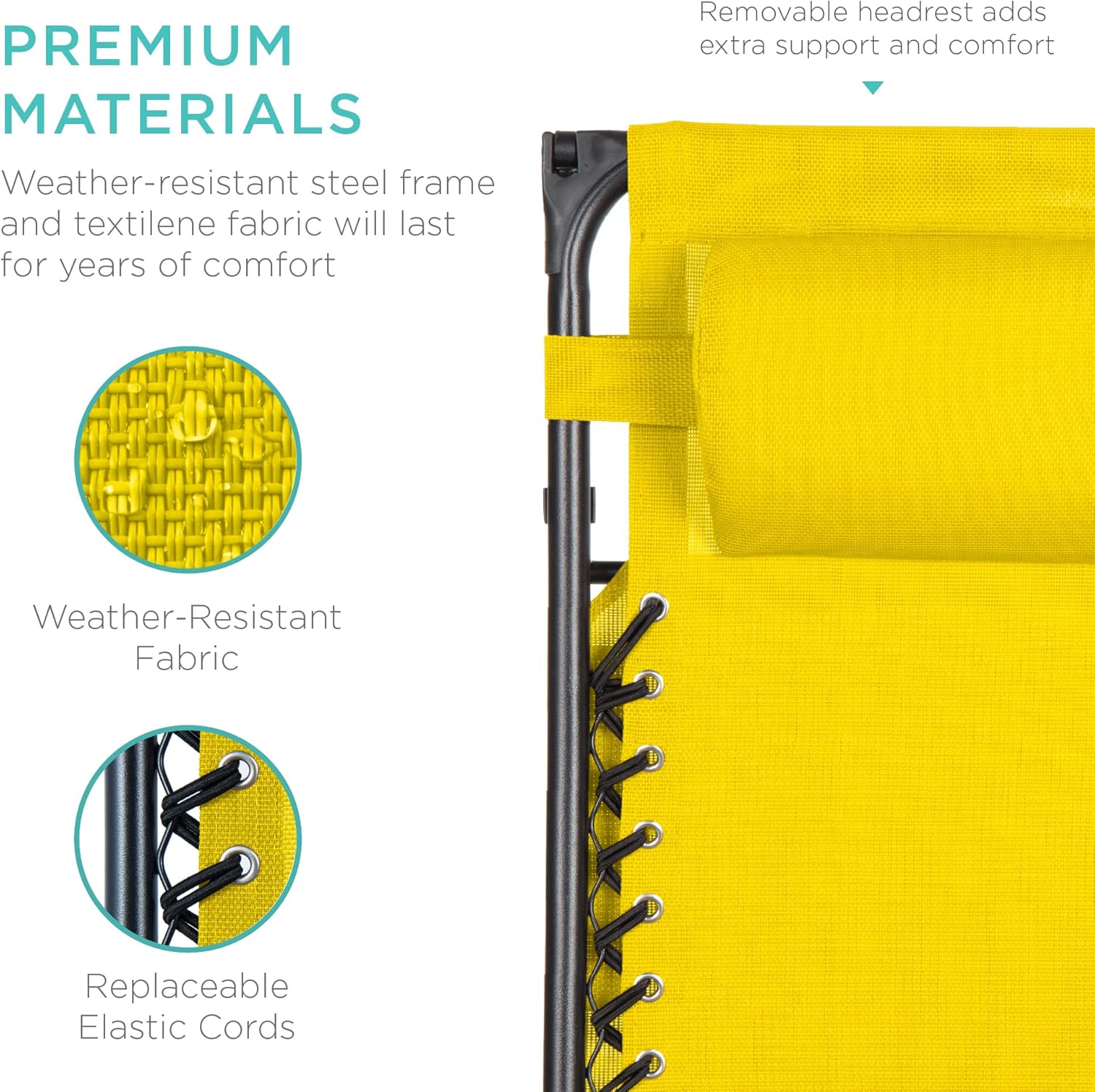 Bedste valg – Zero Gravity-lænestol til terrassen. Justerbar og foldbar udendørsstol med baldakin, nakkepude og sidebakke. Textilene – Påfugleblå