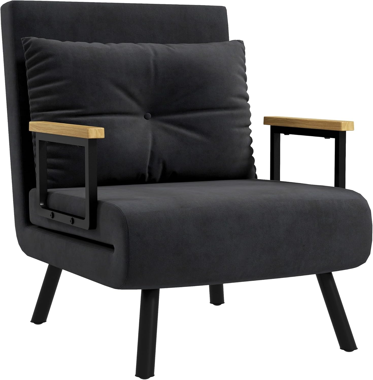 HOMCOM Schlafsofa, 2-Sitzer, Klappsofa, Samtbezug, 5-fach verstellbare Rückenlehne und gepolsterte Kissen, für Büro, Schlafzimmer, Wohnzimmer, 102 x 73 x 81 cm, Beige